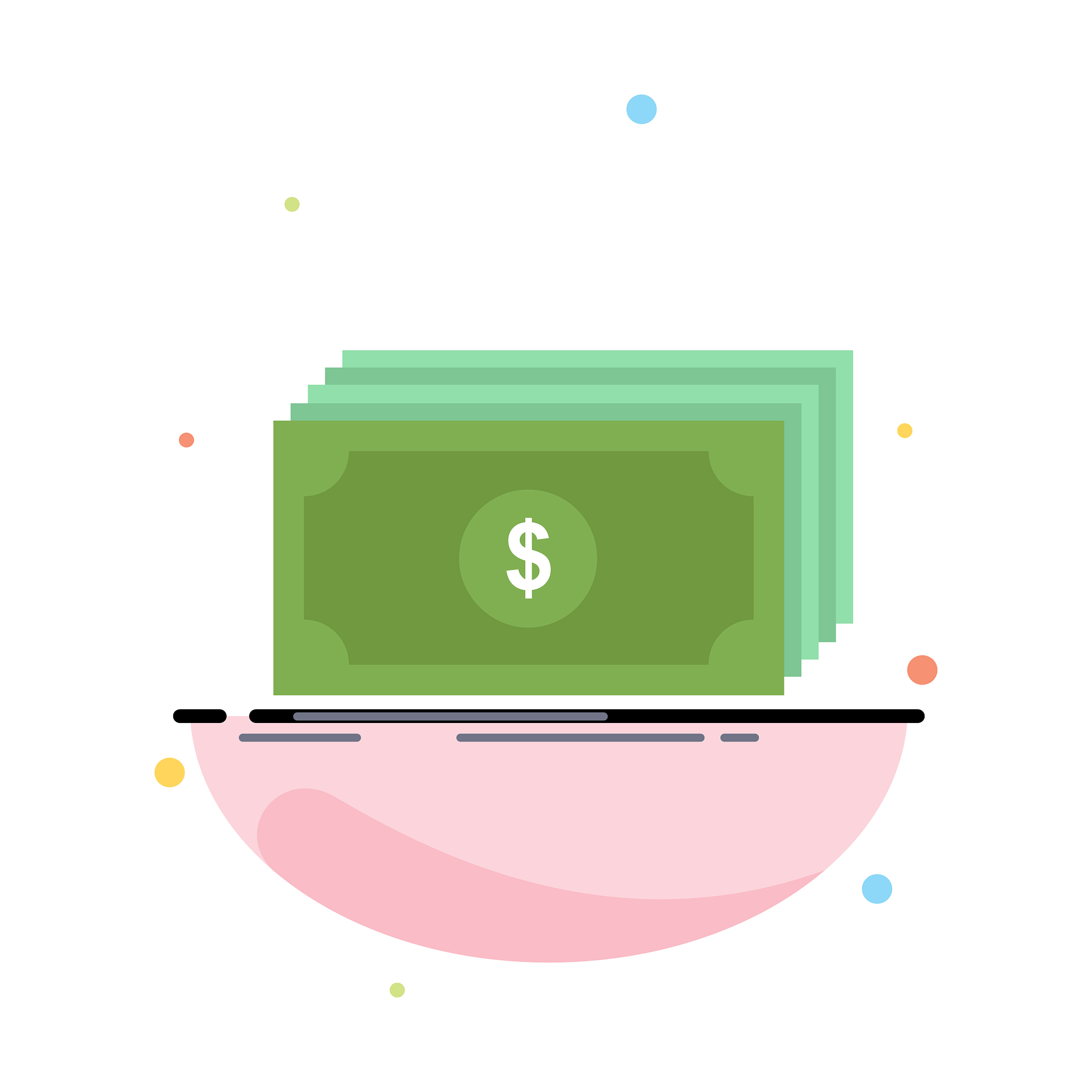 cash dollar finance funds money flat color icon
