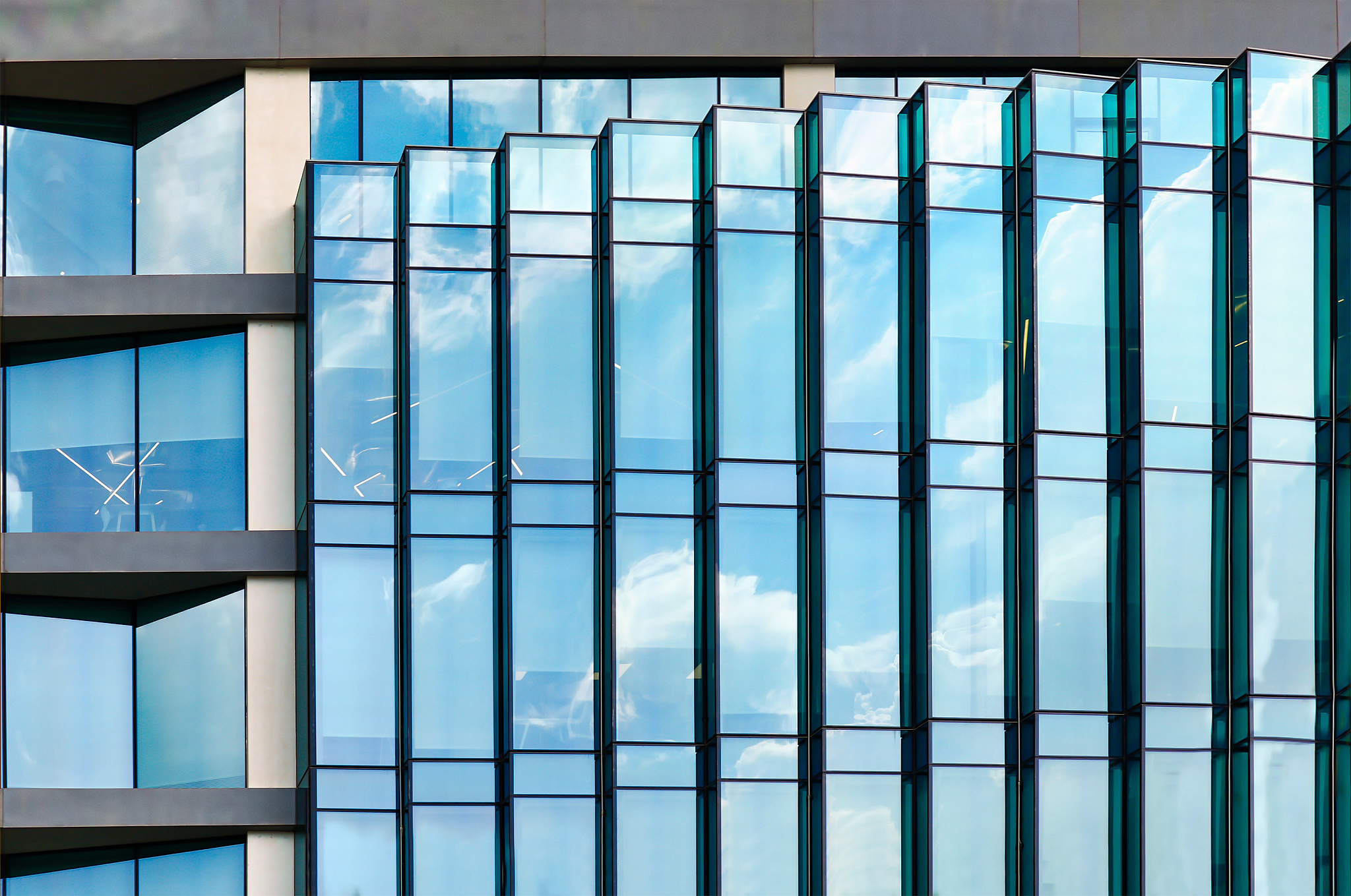 general modern glass building closeup