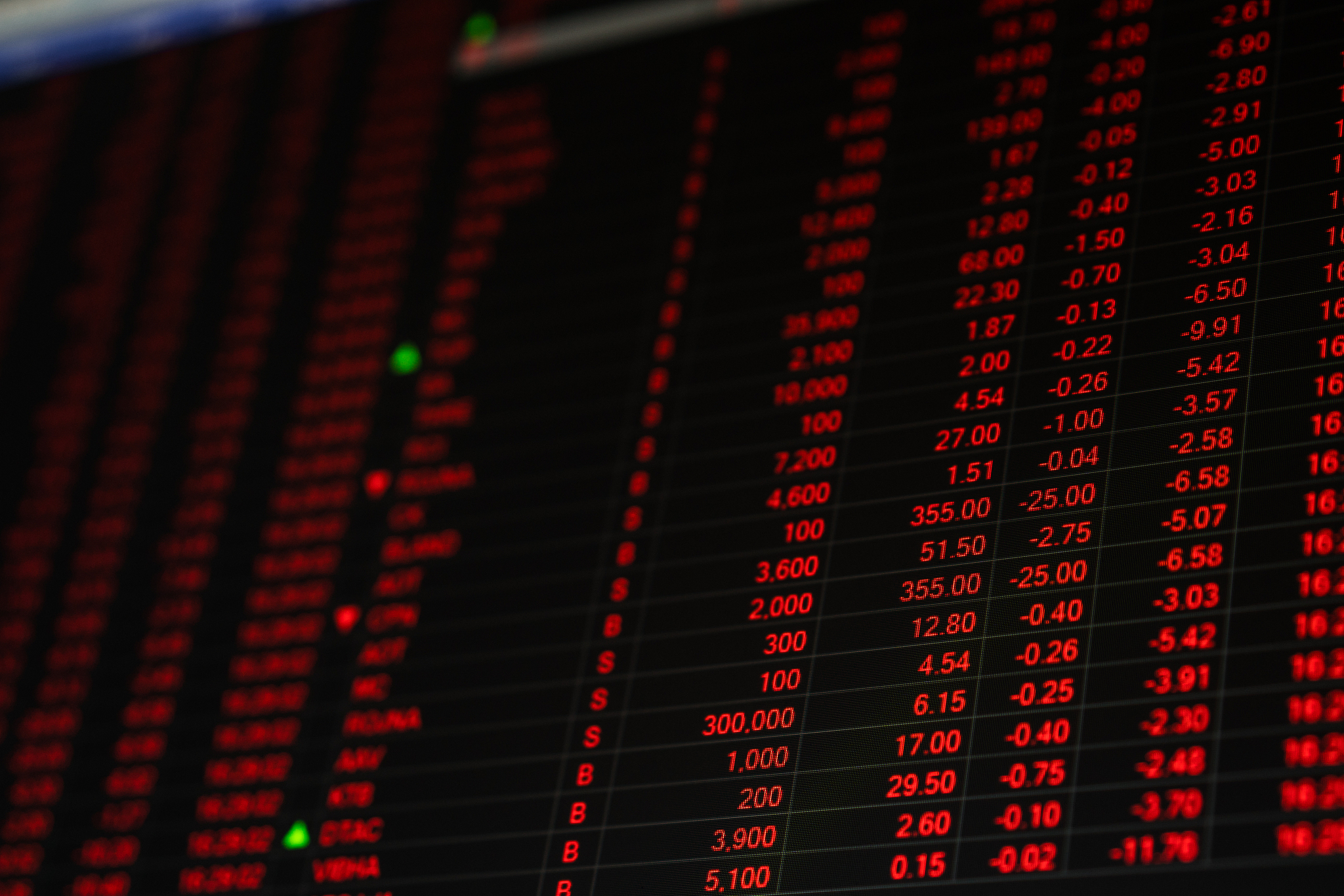stock market price ticker board in bear market day