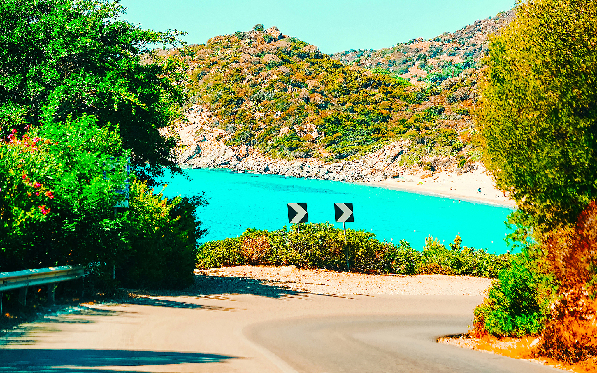 road to villasimius beach at mediterranean sea sardinia island i