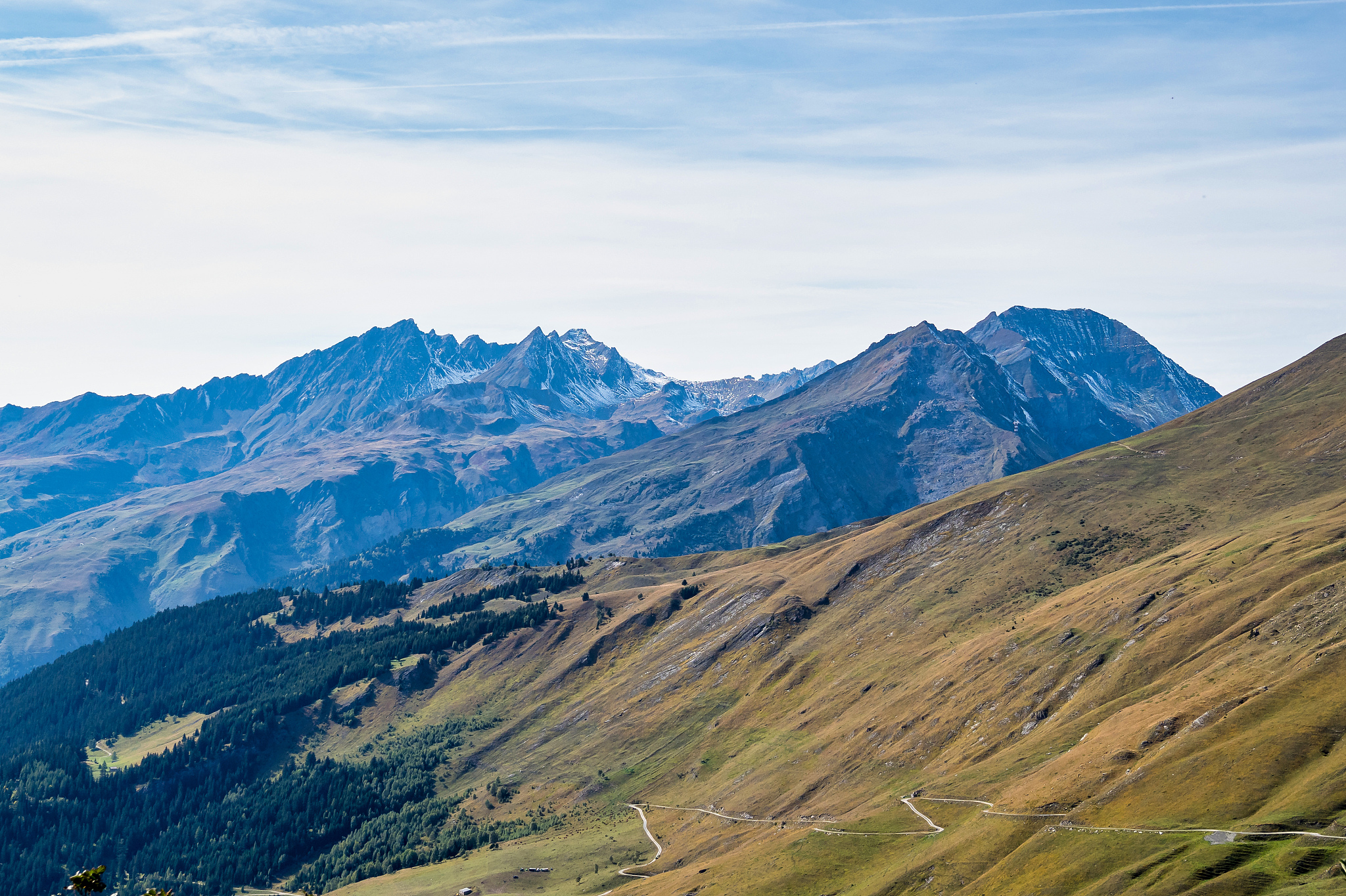 alpine landscape of the french alps near montvalezan in savoie ,