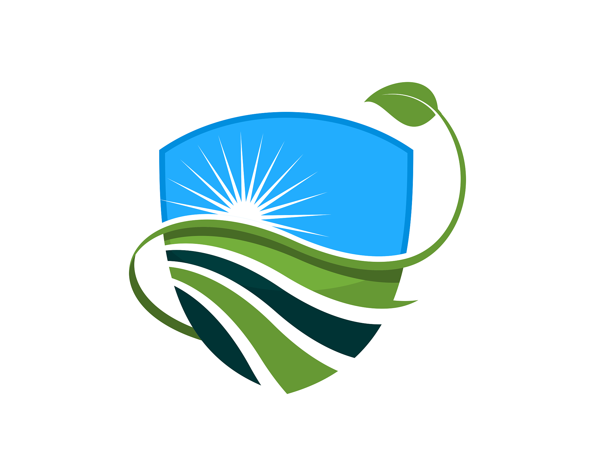 shield with farm field and nature leaf