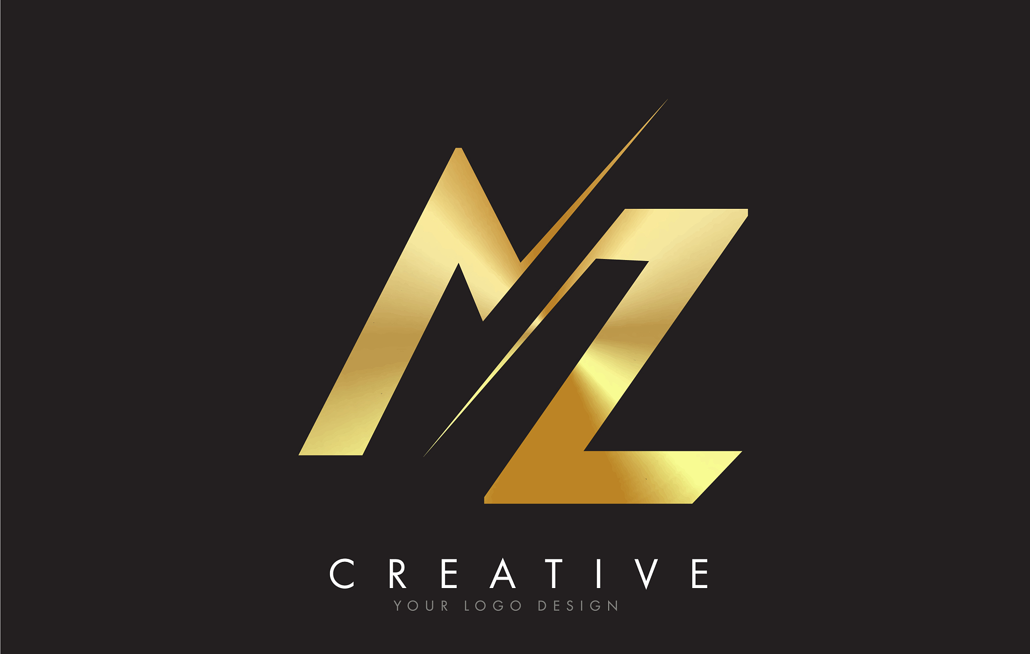 az a z golden letter logo design with a creative