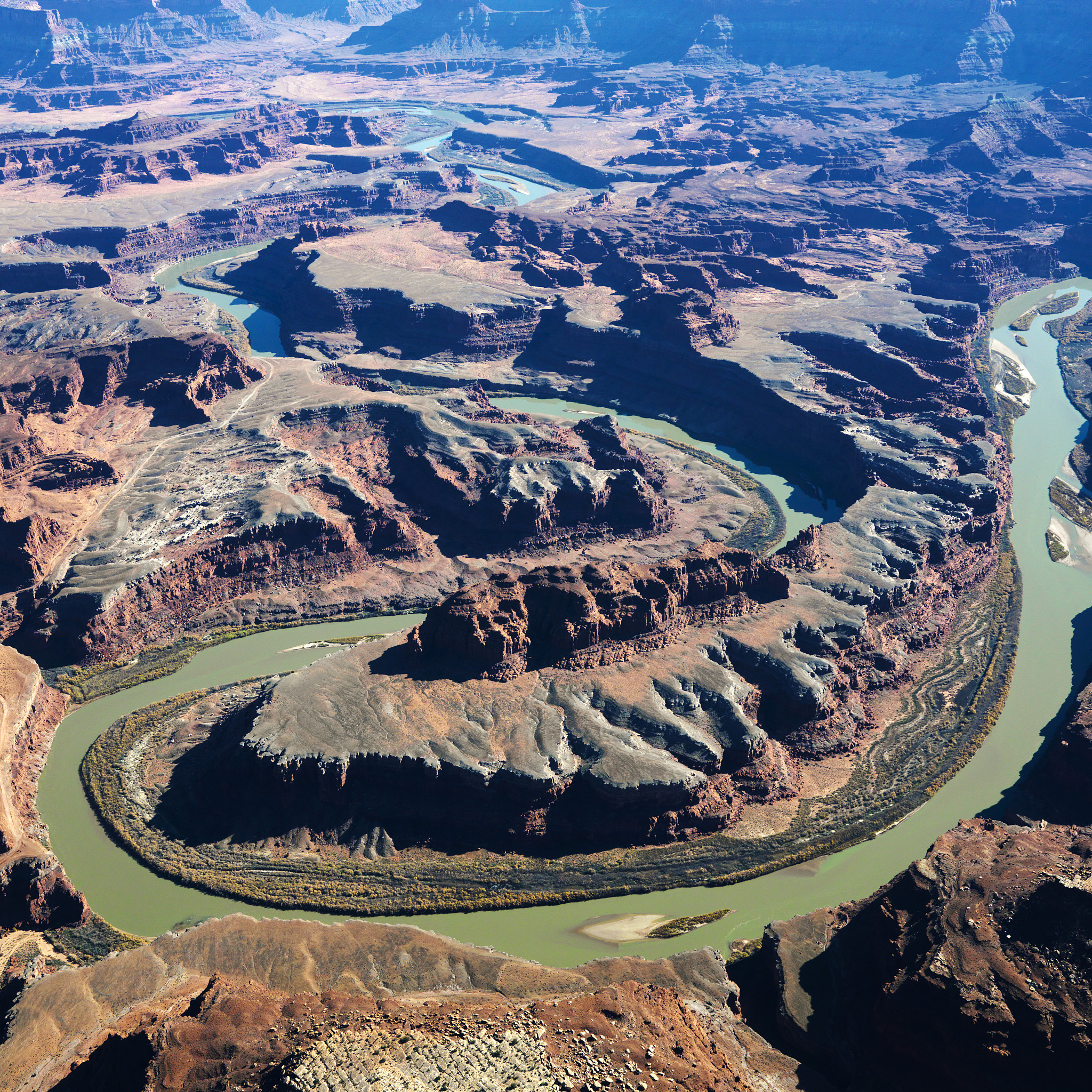 river winding through plateau
