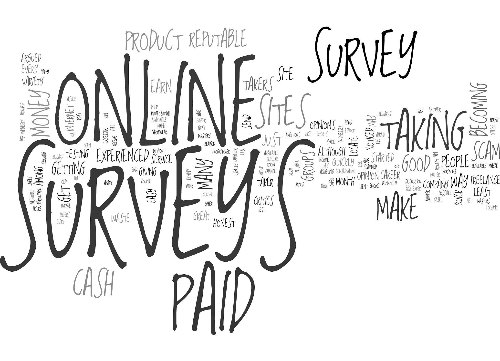 are online paid surveys a scam text word cloud