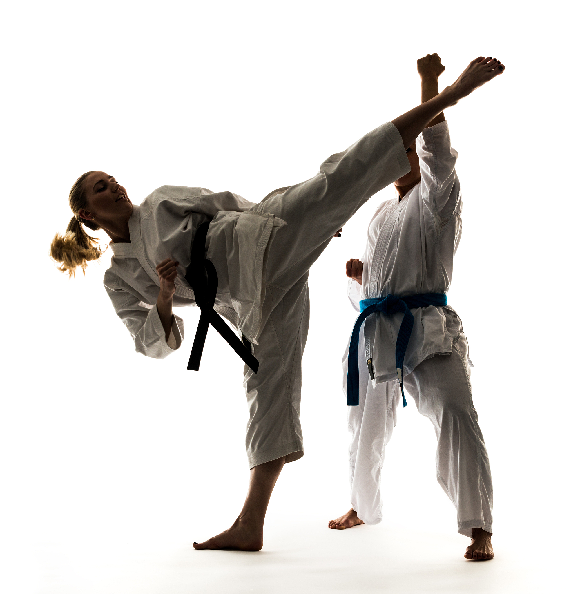 martial training, two fighters silhouette