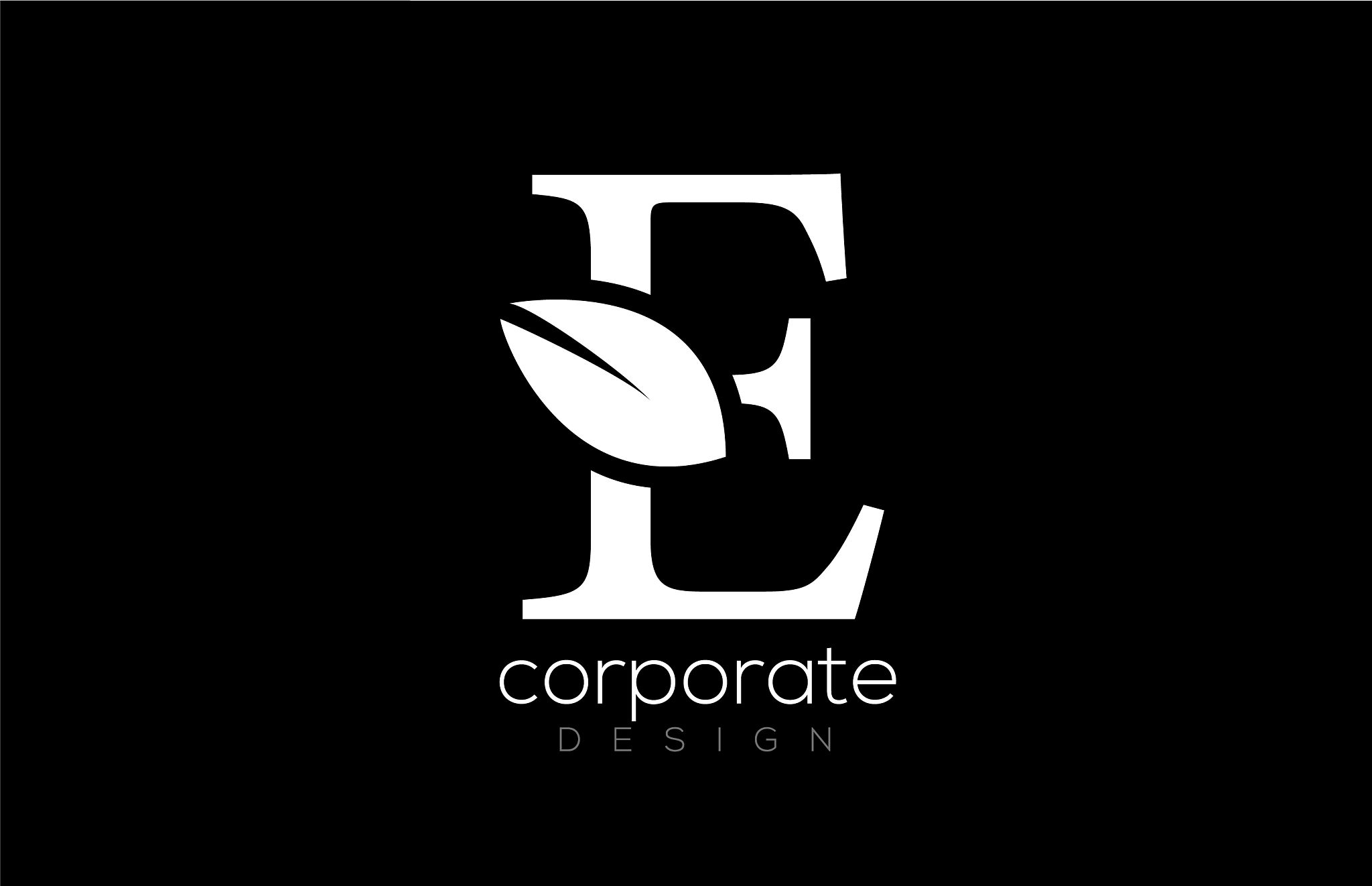 black and white e letter alphabet leaf logo icon