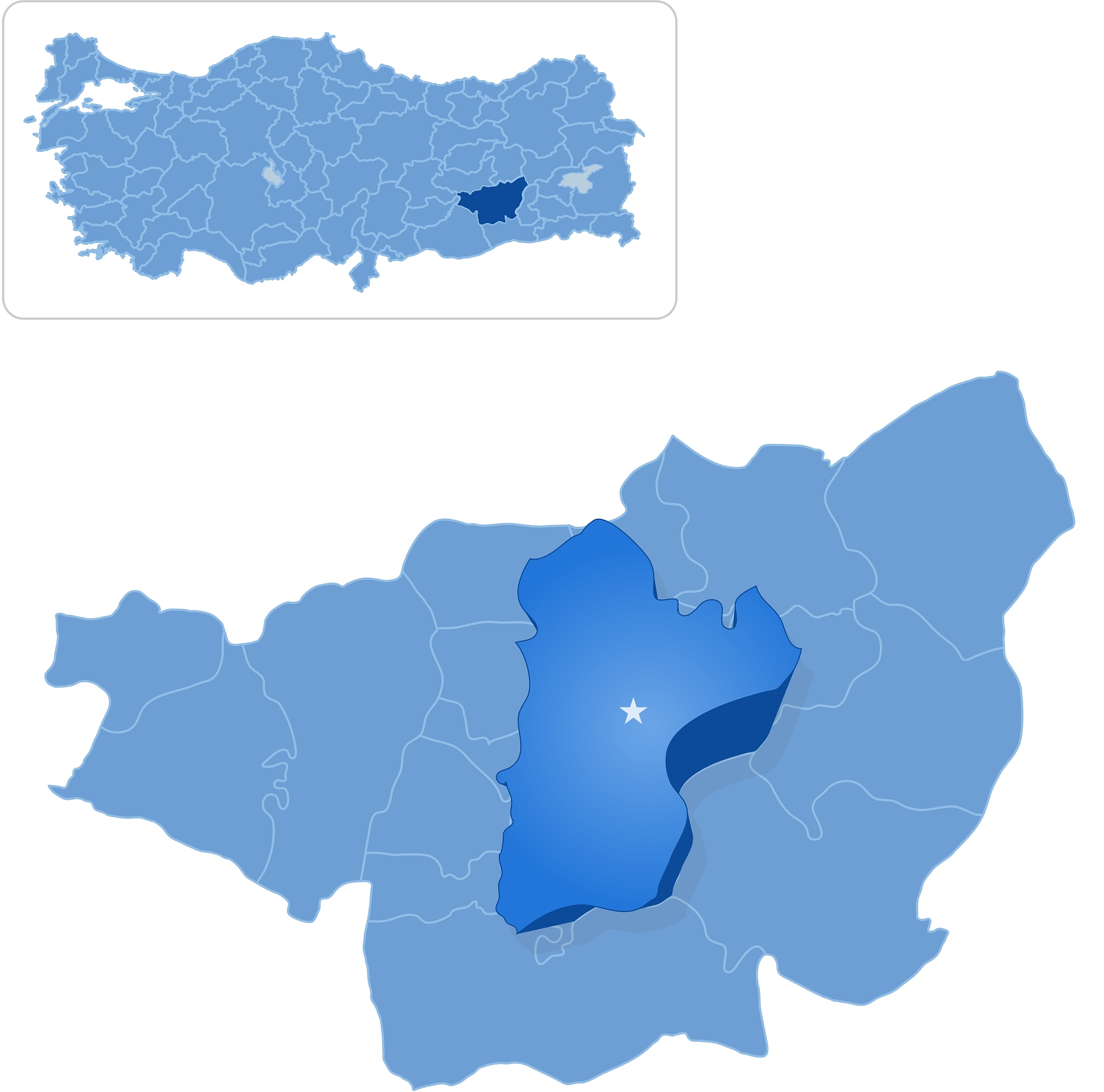 map of diyarbakir - sur is pulled out