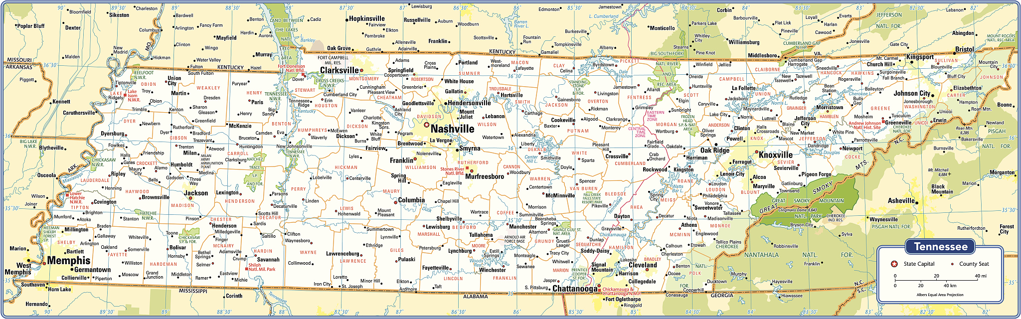 tennessee state map