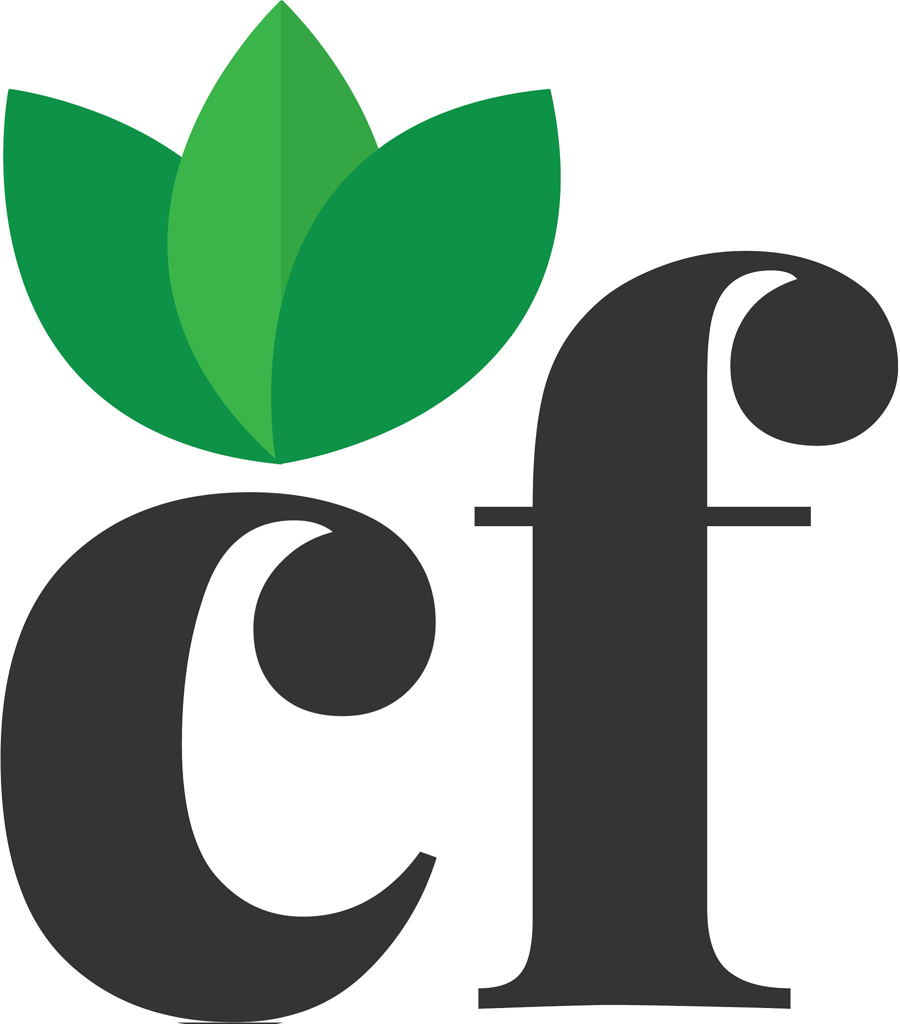 initial letter cf green leaf logo design template