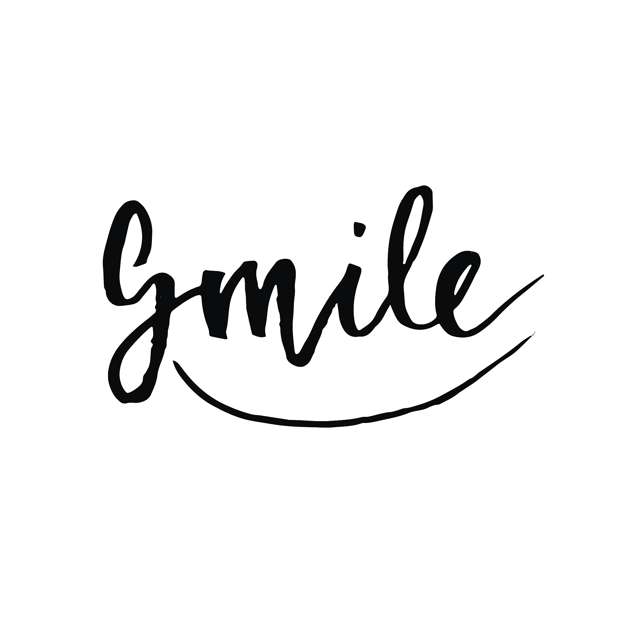 smile. hand drawn lettered calligraphic design.