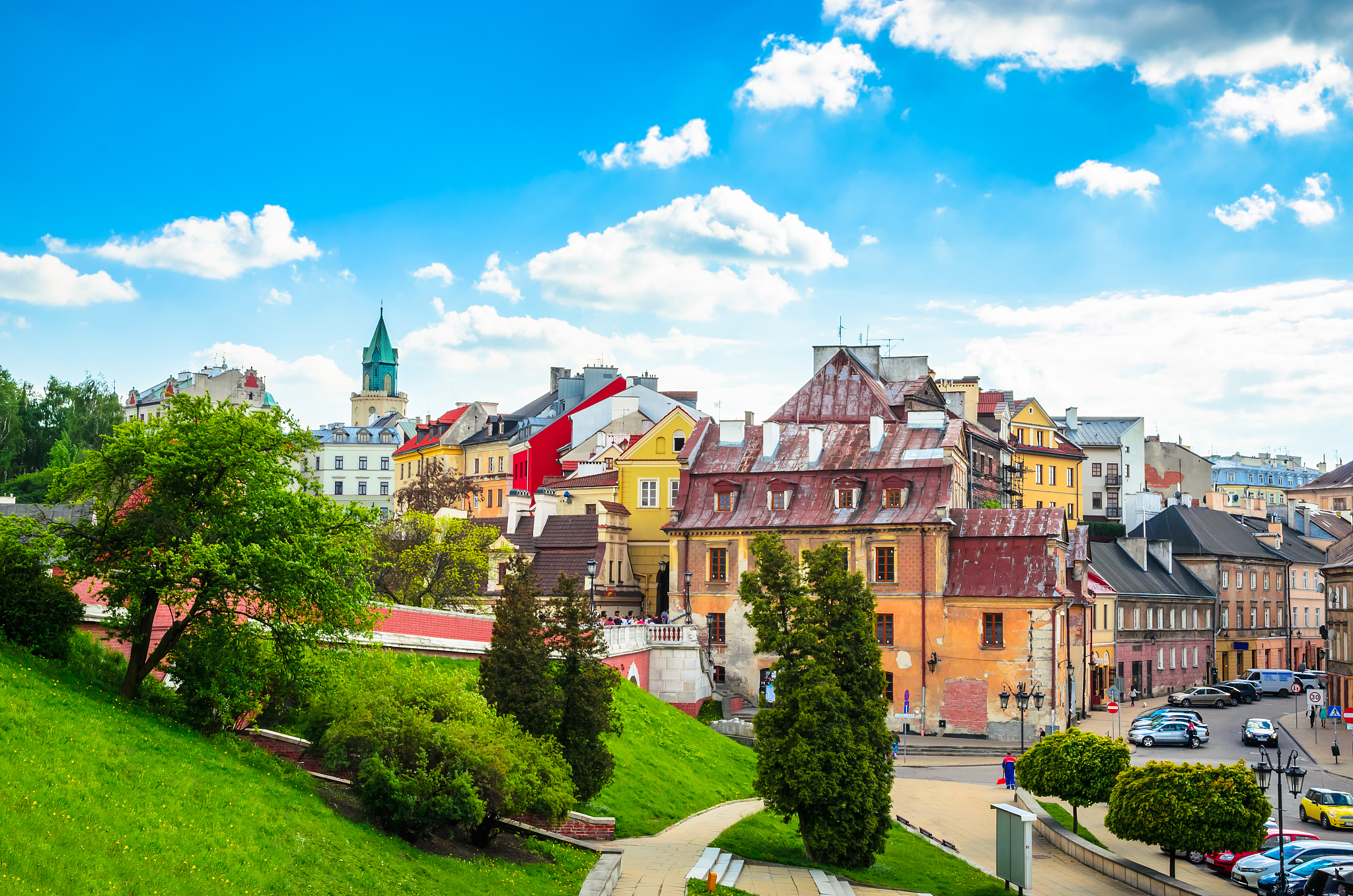 beatiful panorama of city lublin, poland, europe
