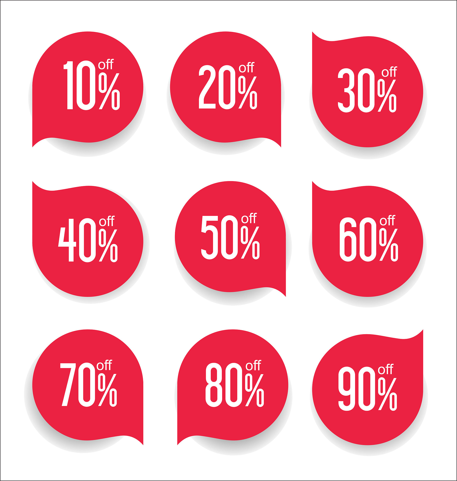 collection of colorful sale stickers and tags