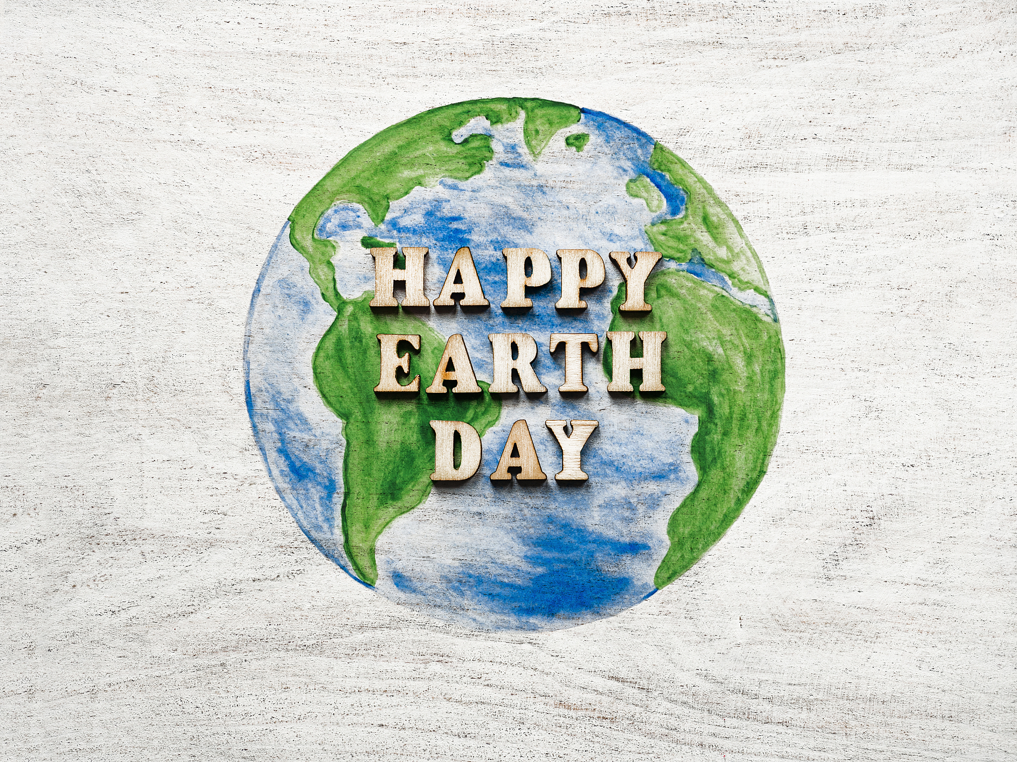 earth day. beautiful greeting card. top view