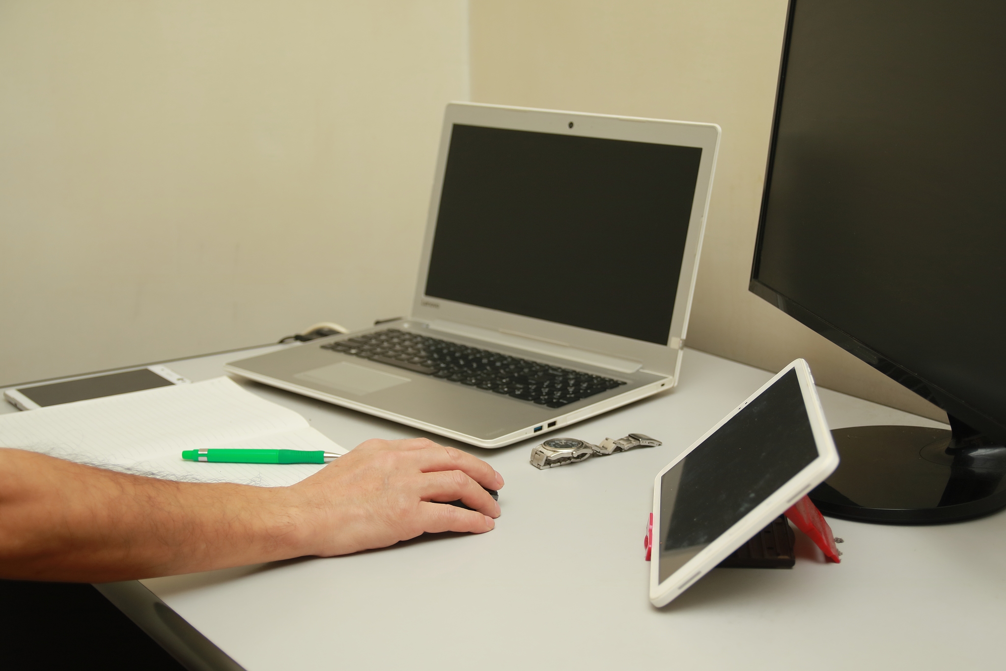 using computer in a office