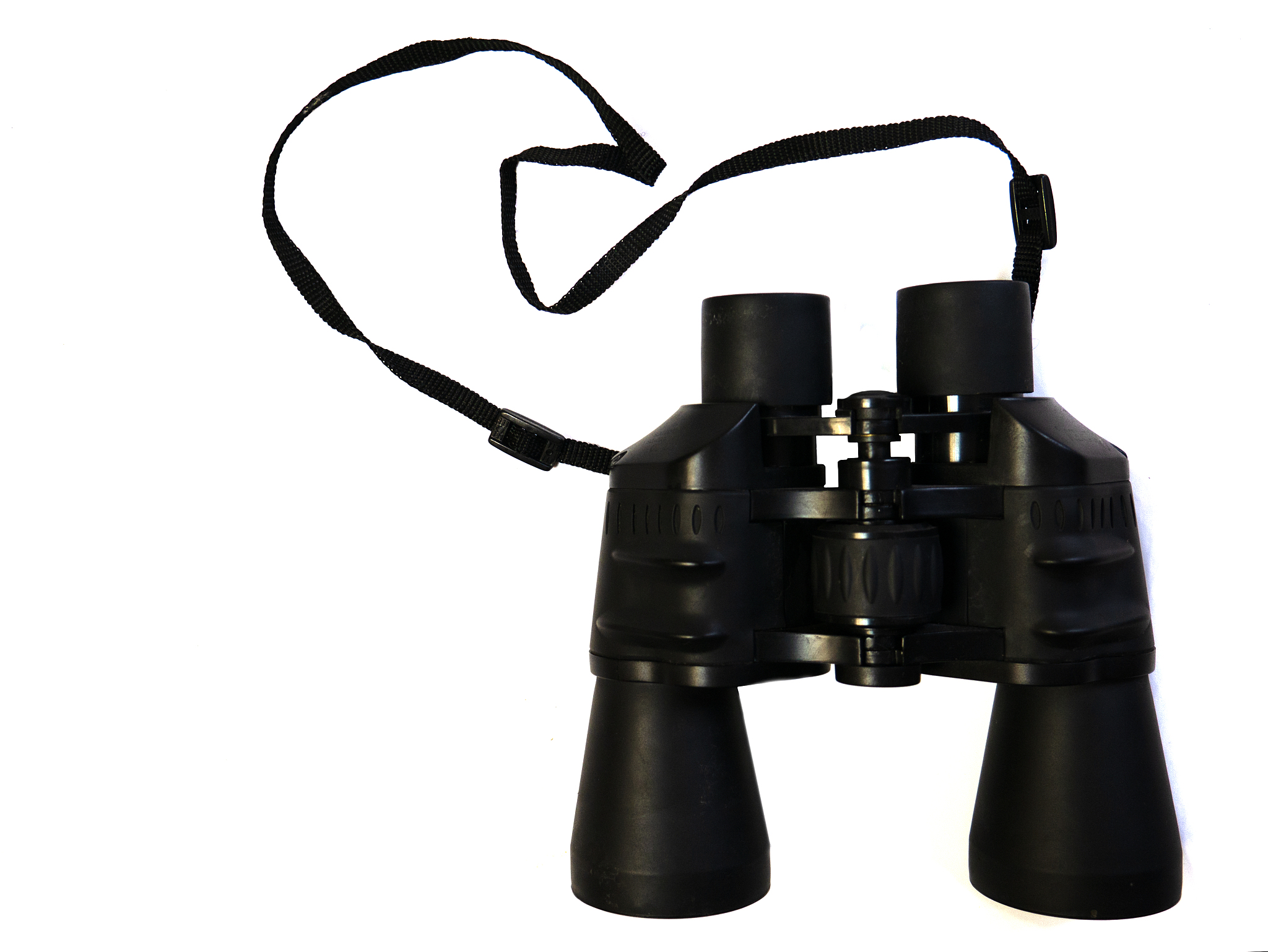 close-up binoculars on a white background.