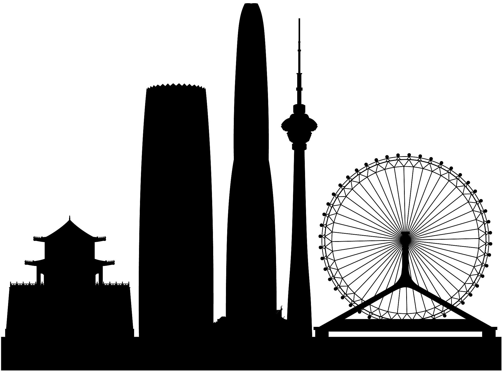 tianjin skyline (all buildings are complete and moveable)