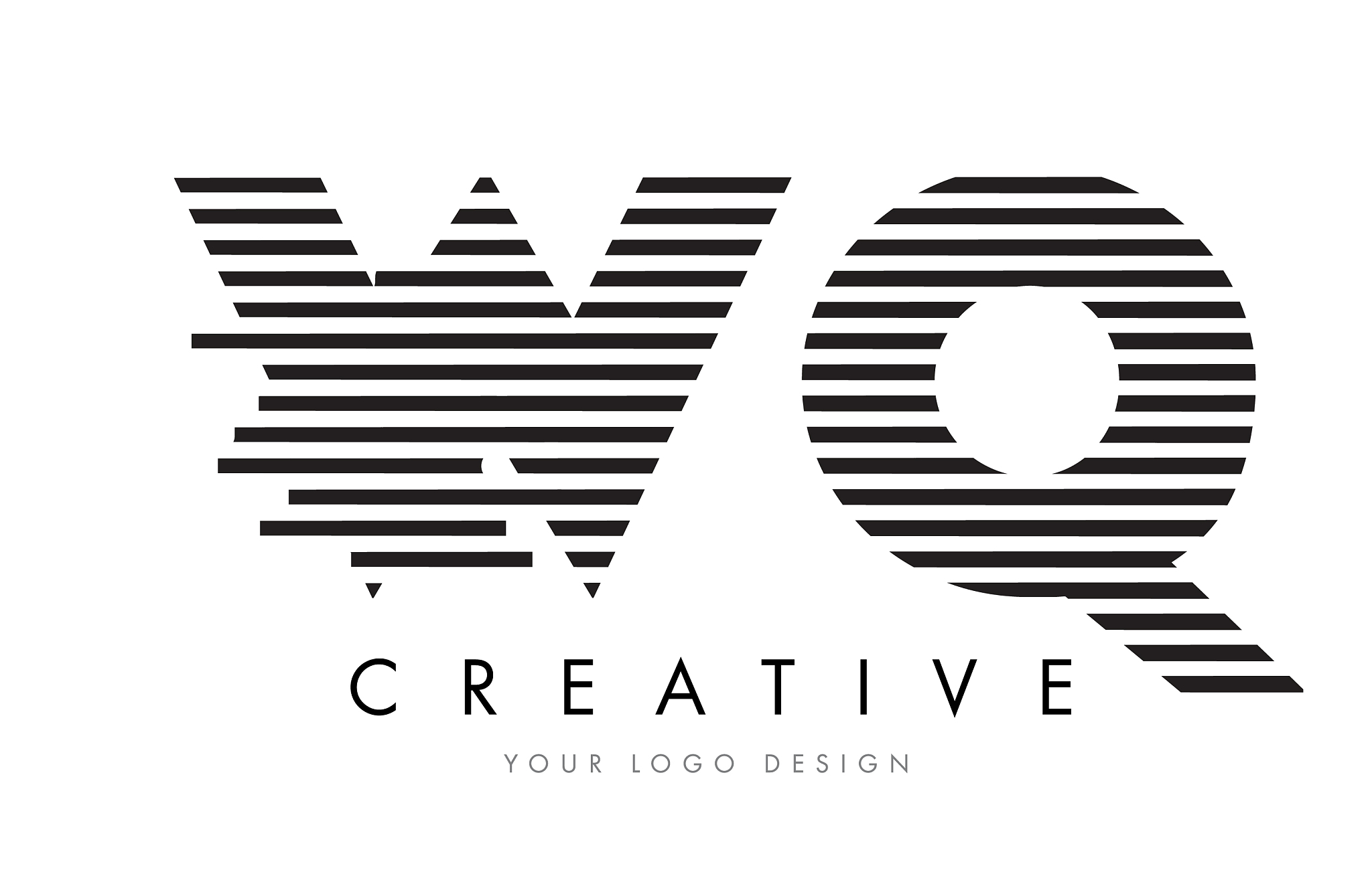 wq w q zebra letter logo design with black and