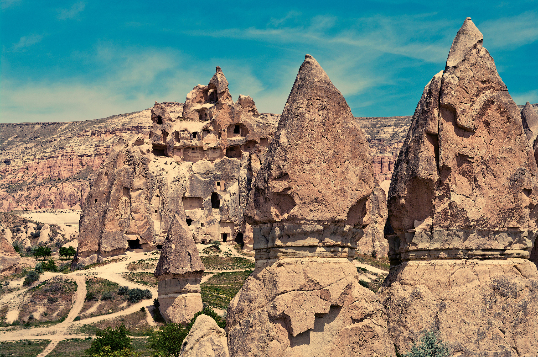 wonderful mountain landscape  in cappadocia, turkey