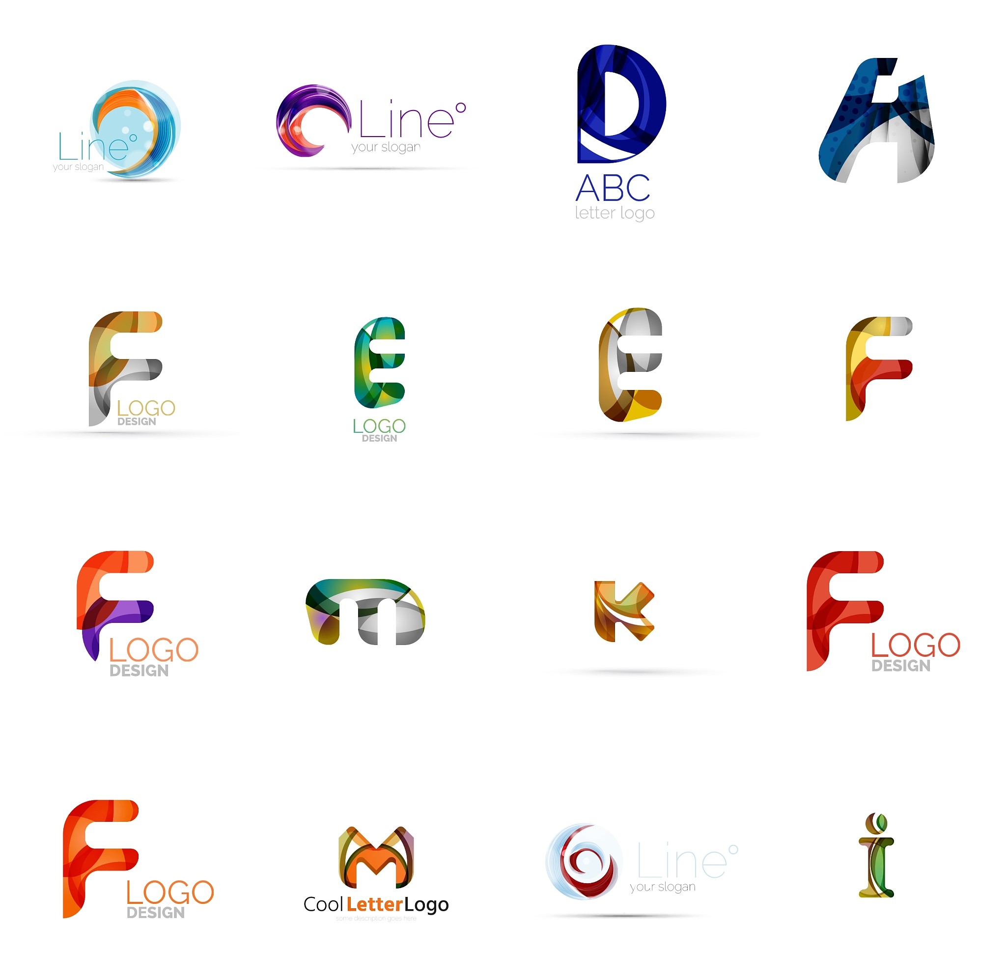 set of universal company logo ideas business icon