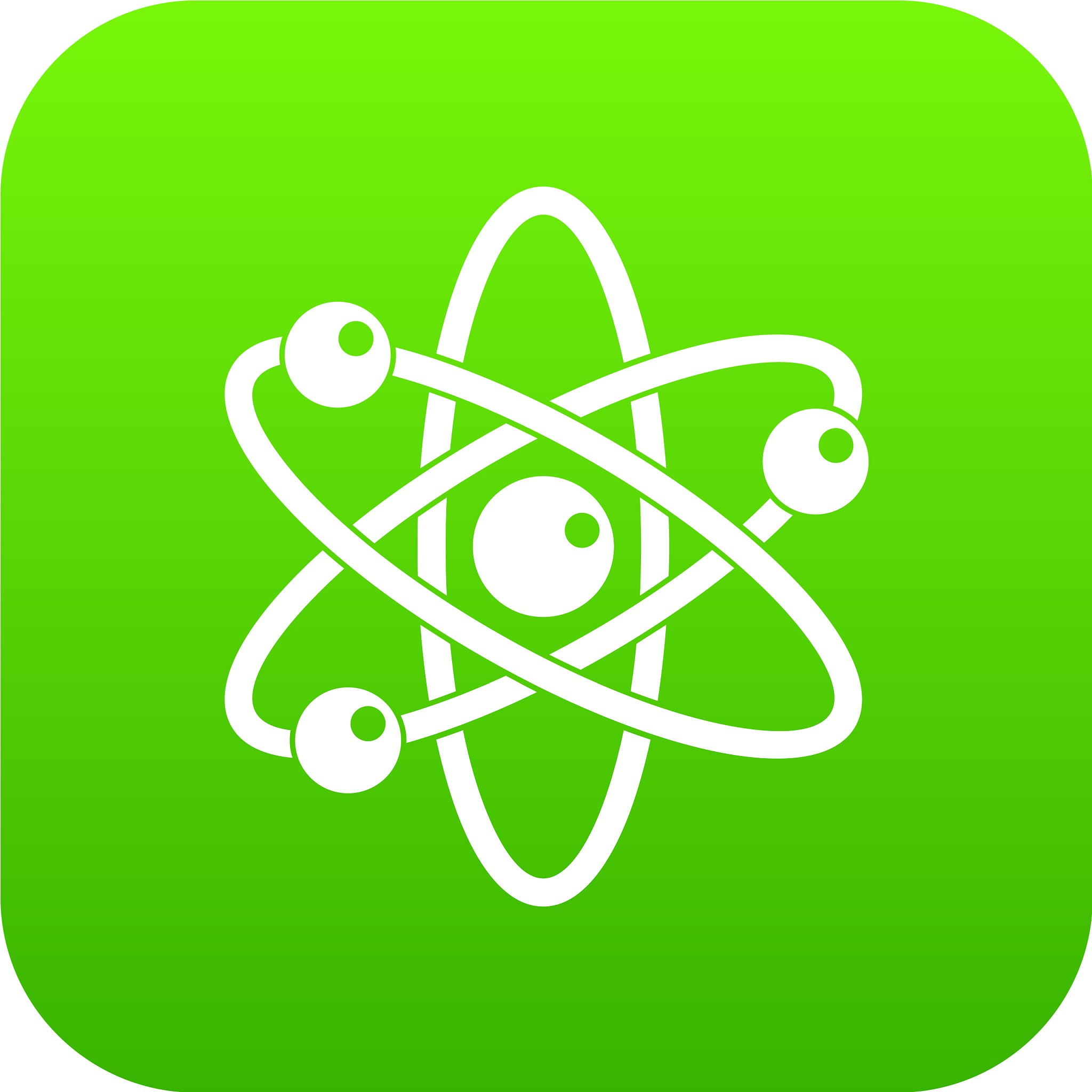 atom with electrons icon digital green