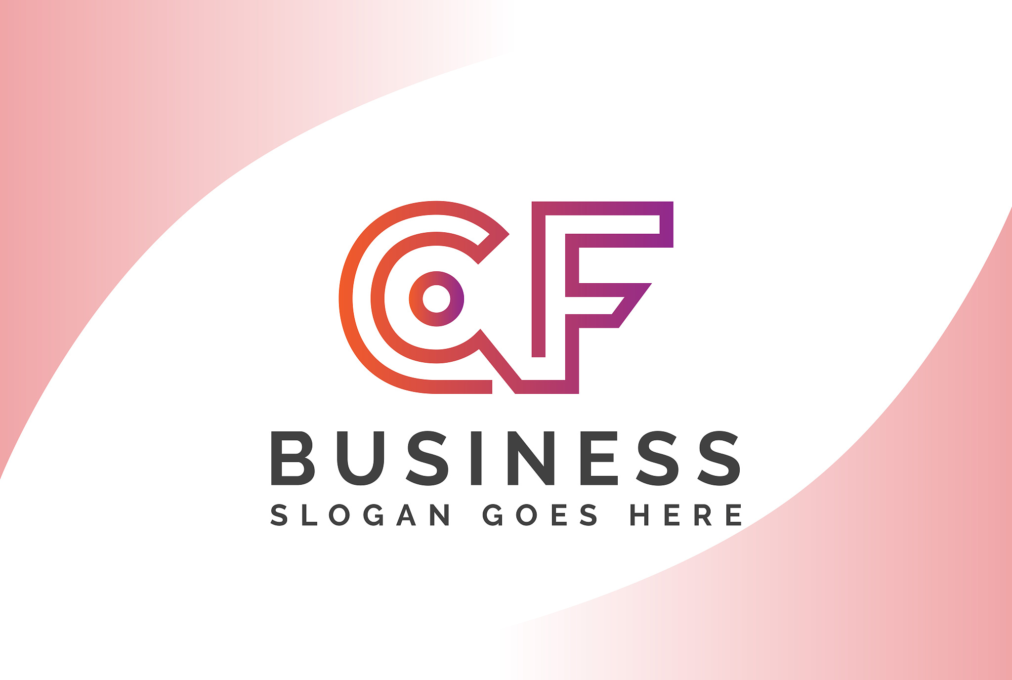 pink yellow gradient initial letter cf logo vector template