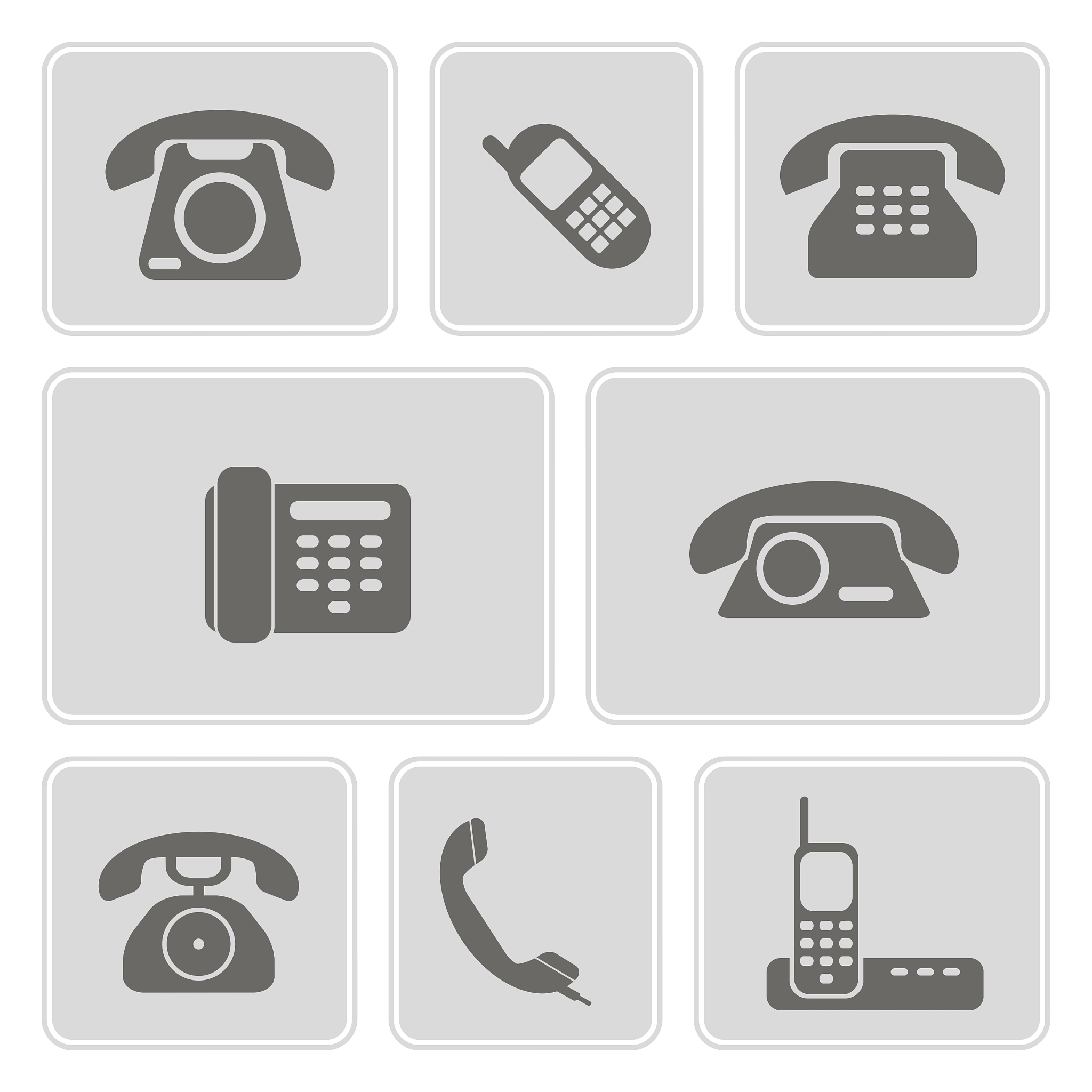 monochrome icons with telephone