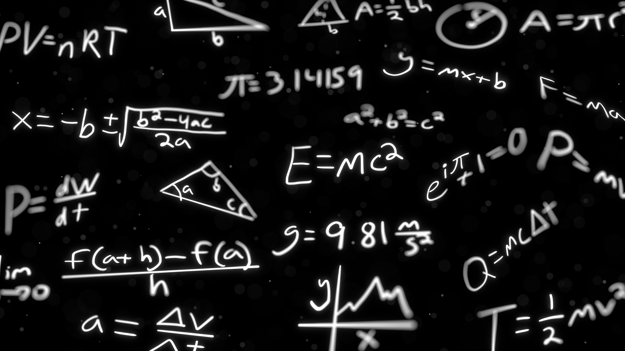 mathematical equations on black background