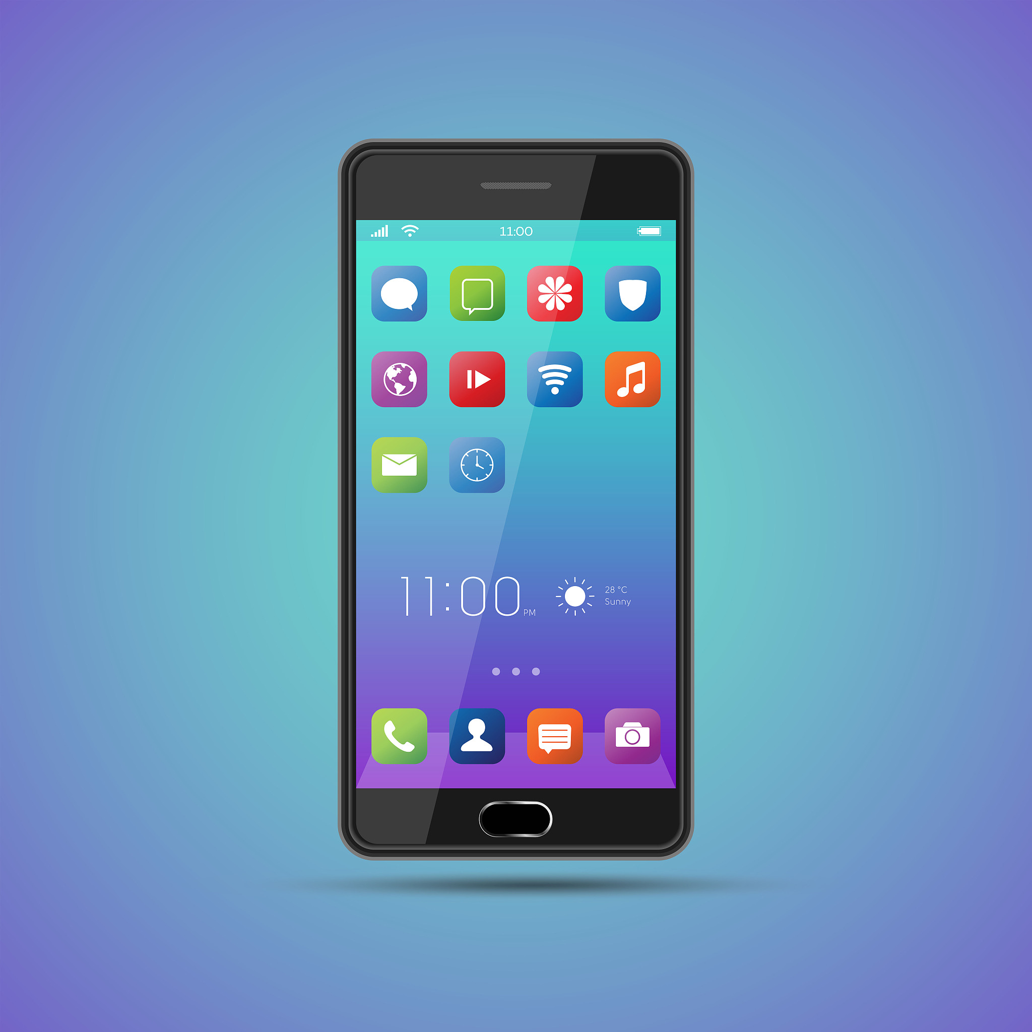 realistic, elegant, modern, smartphone collection with applicati