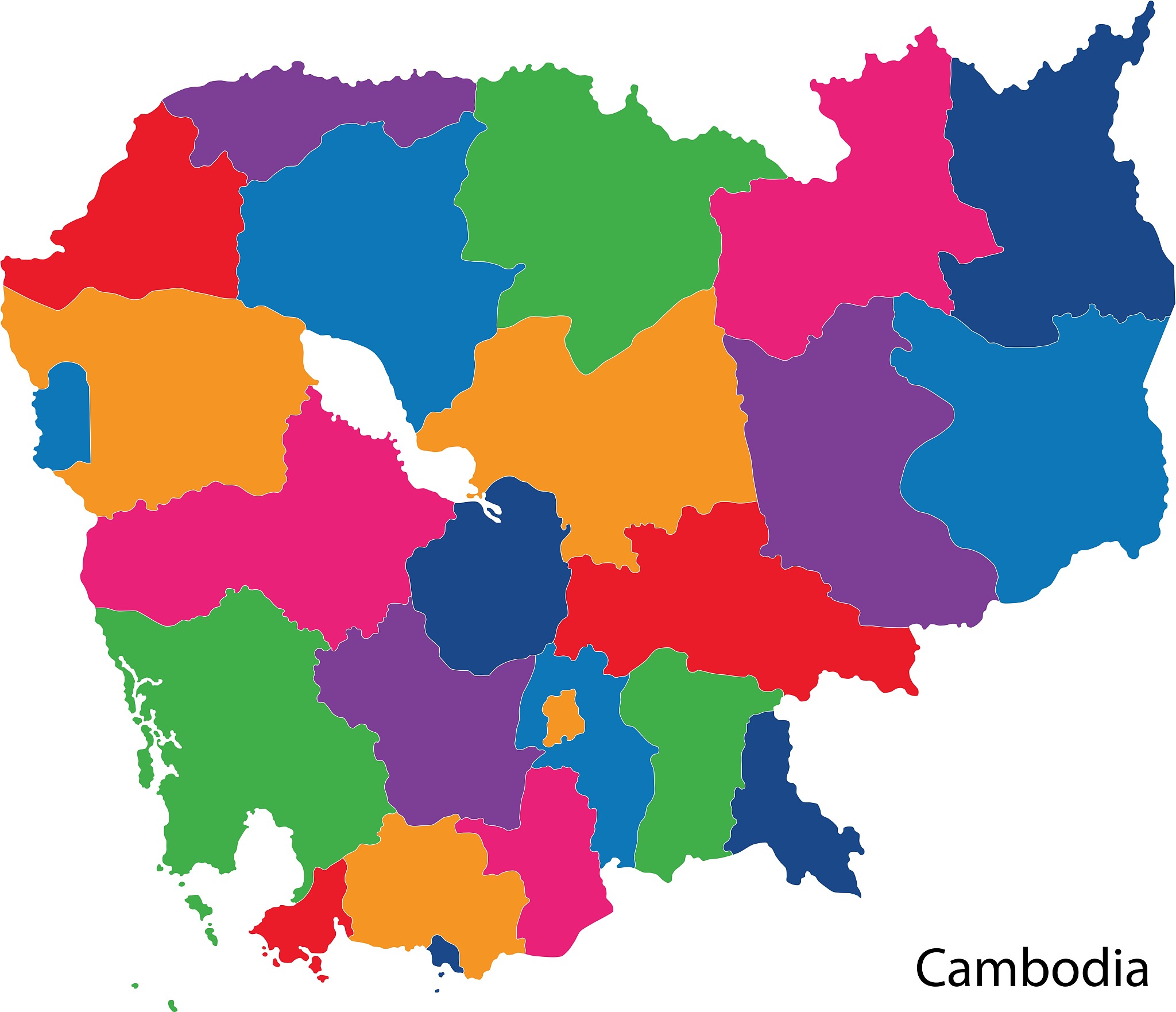 colorful cambodia map