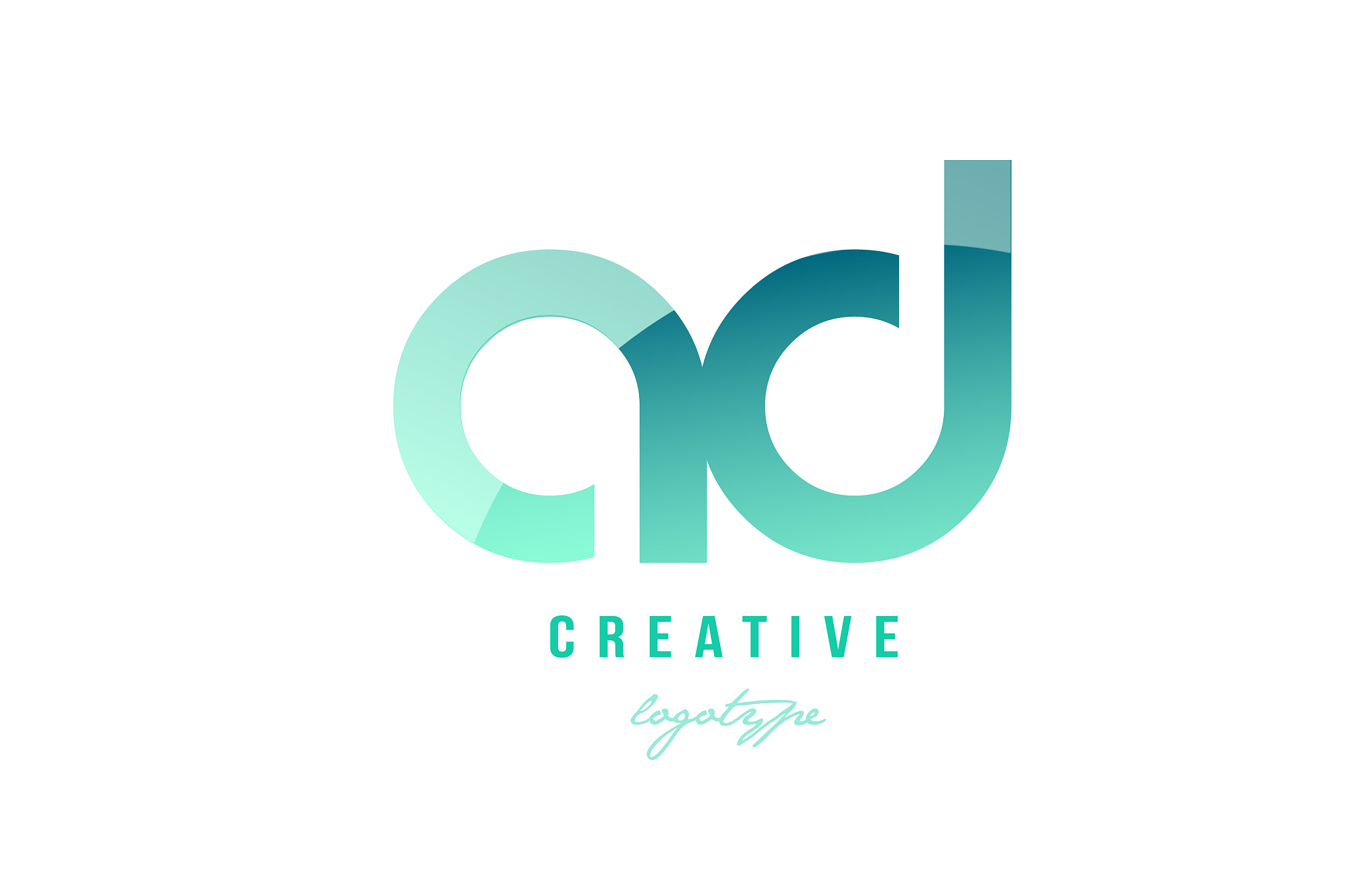 green gradient pastel modern ad a d alphabet