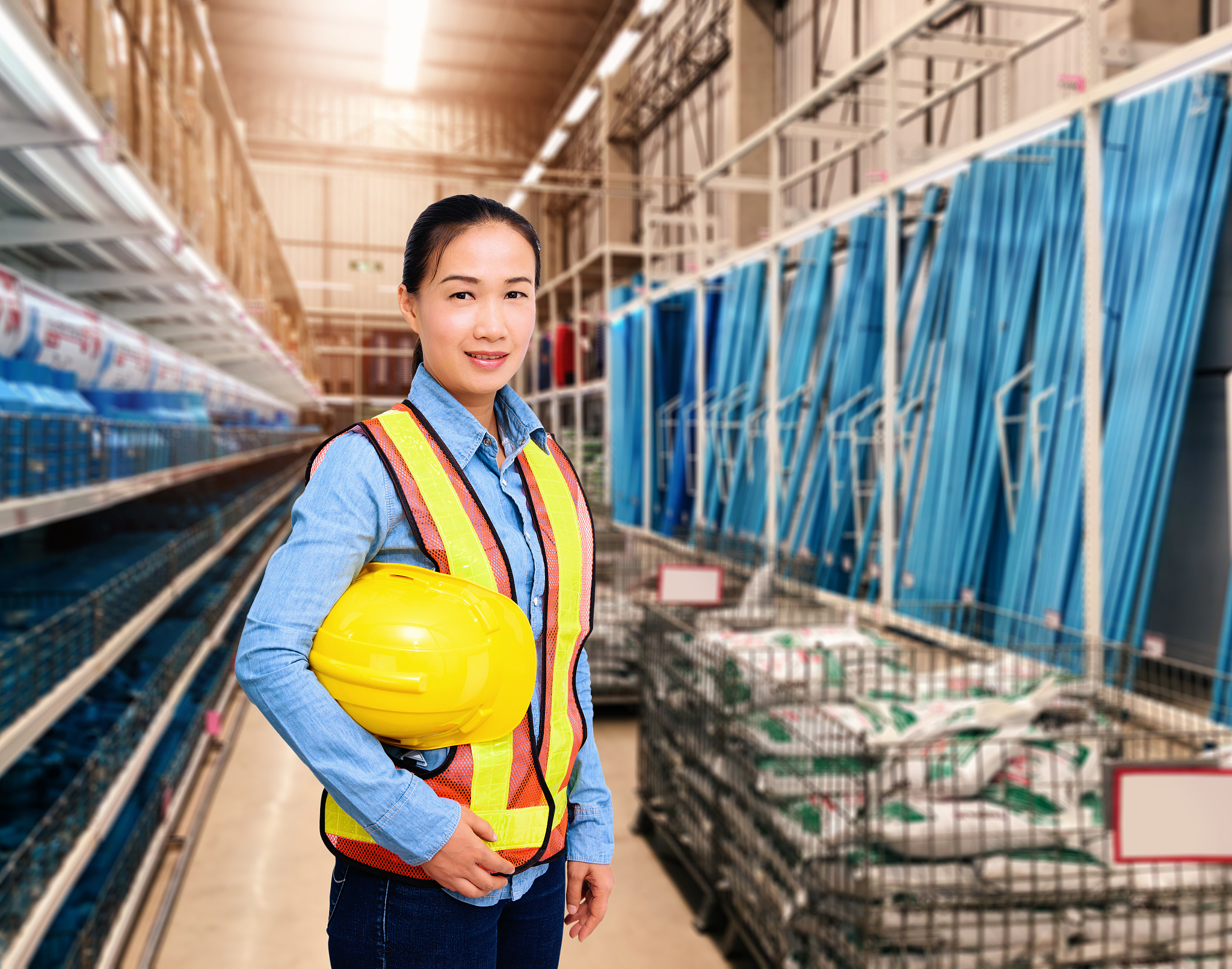 portrait of female staff warehouse operator