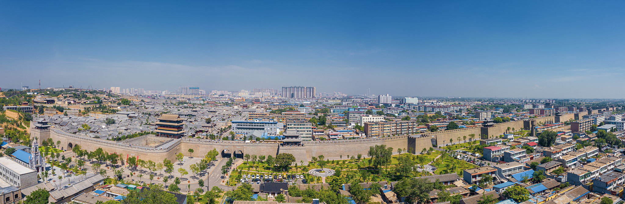 航拍忻州古城全景