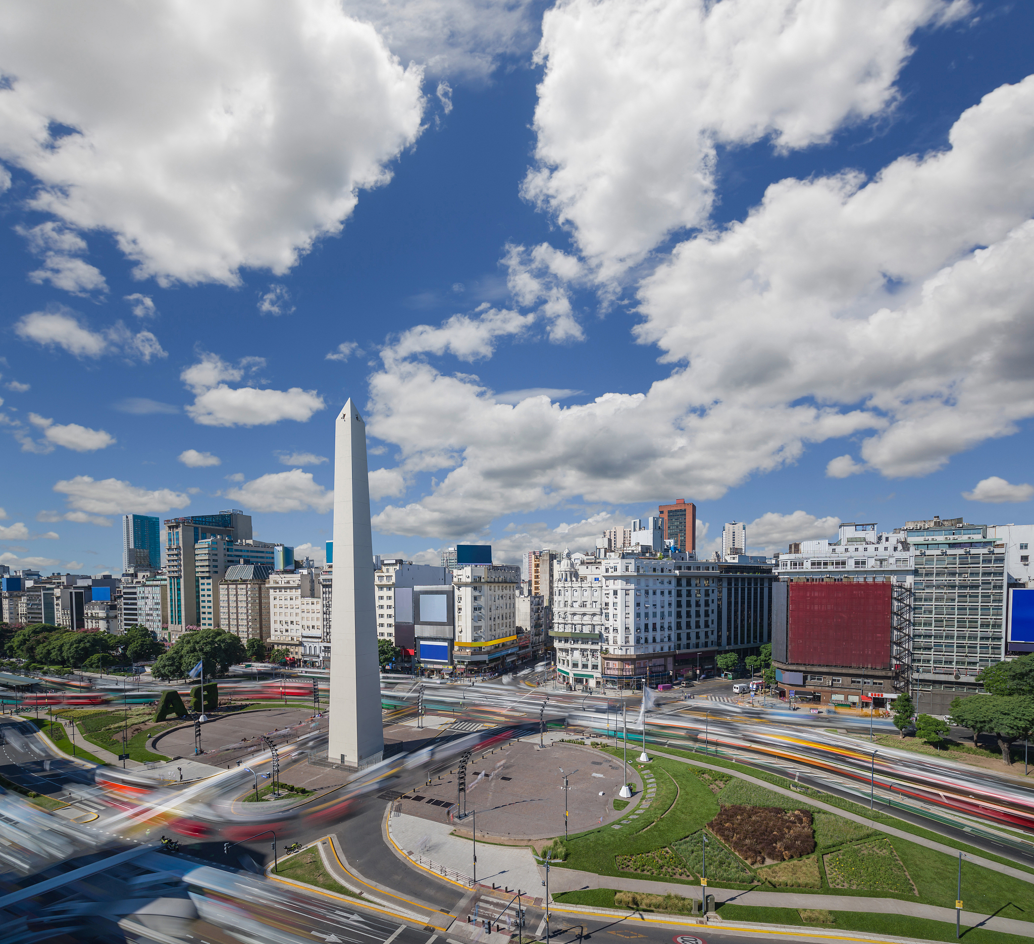 argentina buenos aires downtown with obelisco and traffic