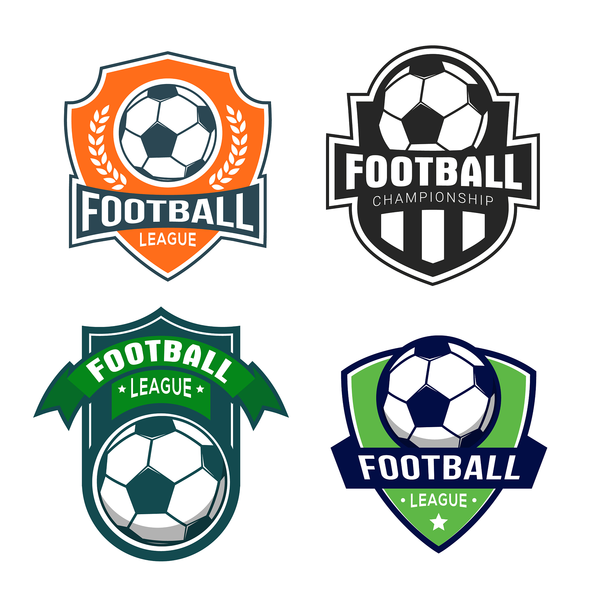 set of soccer football tournament logo template