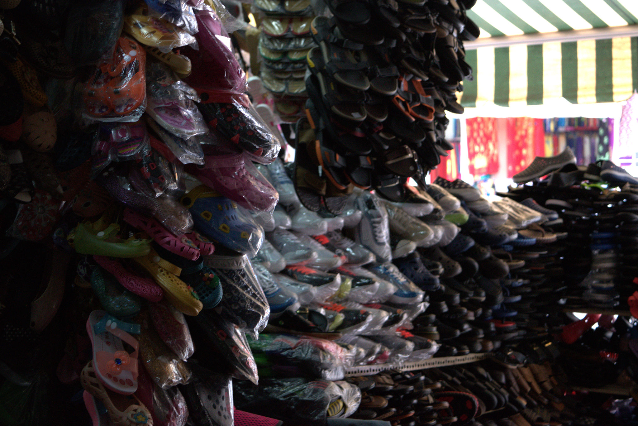 shoes on a market stall