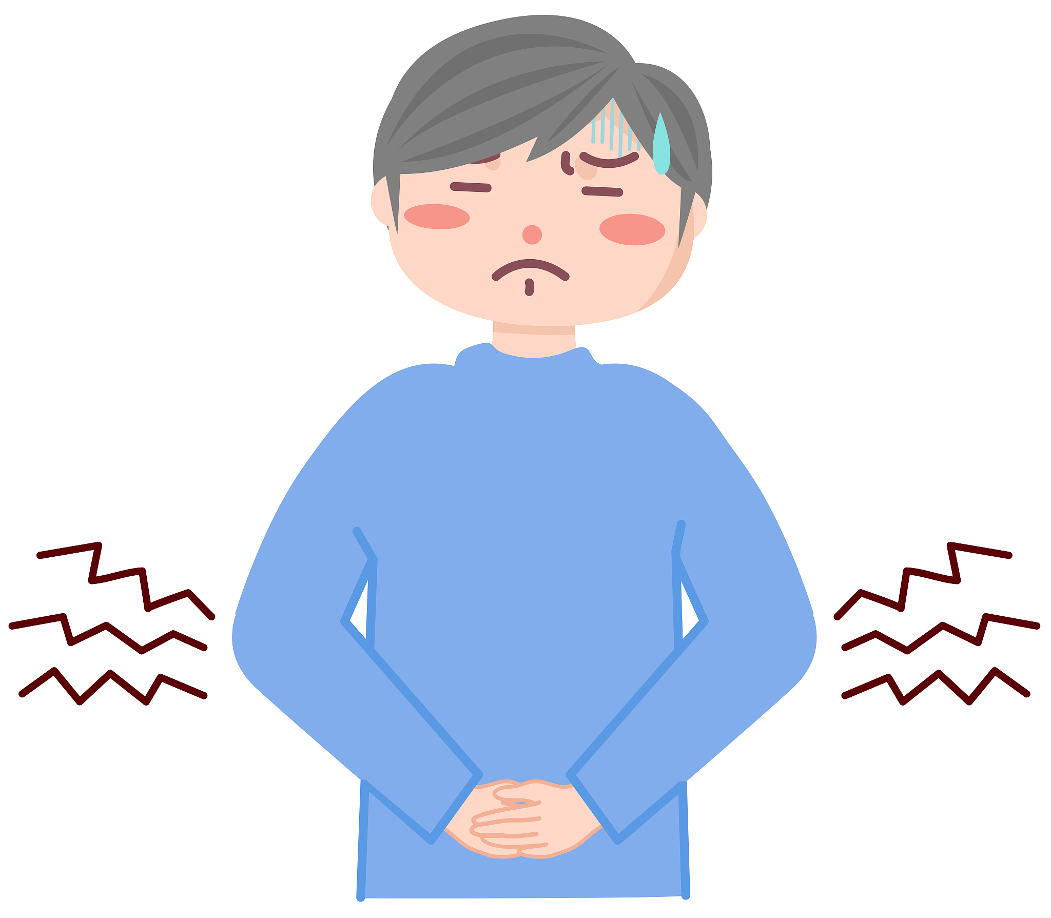 a man with a stomach ache.vector illustration.