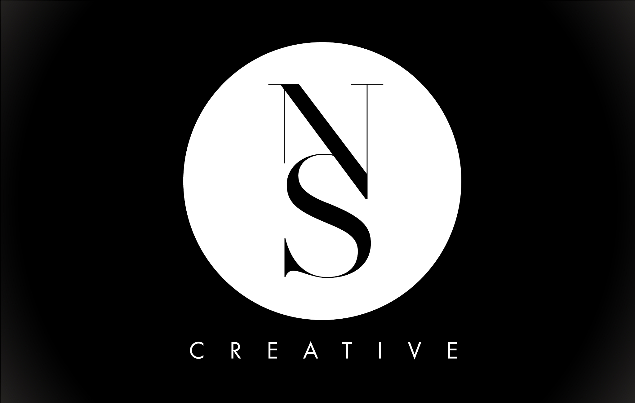 ns letter design logo with black and white colors