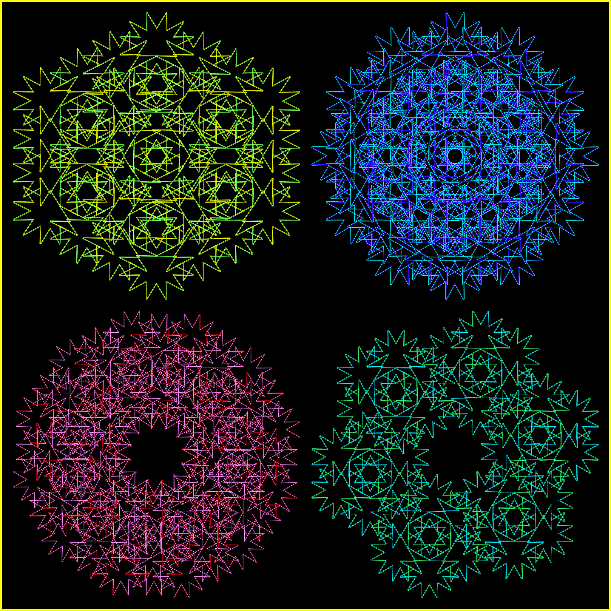 a set of four ornaments