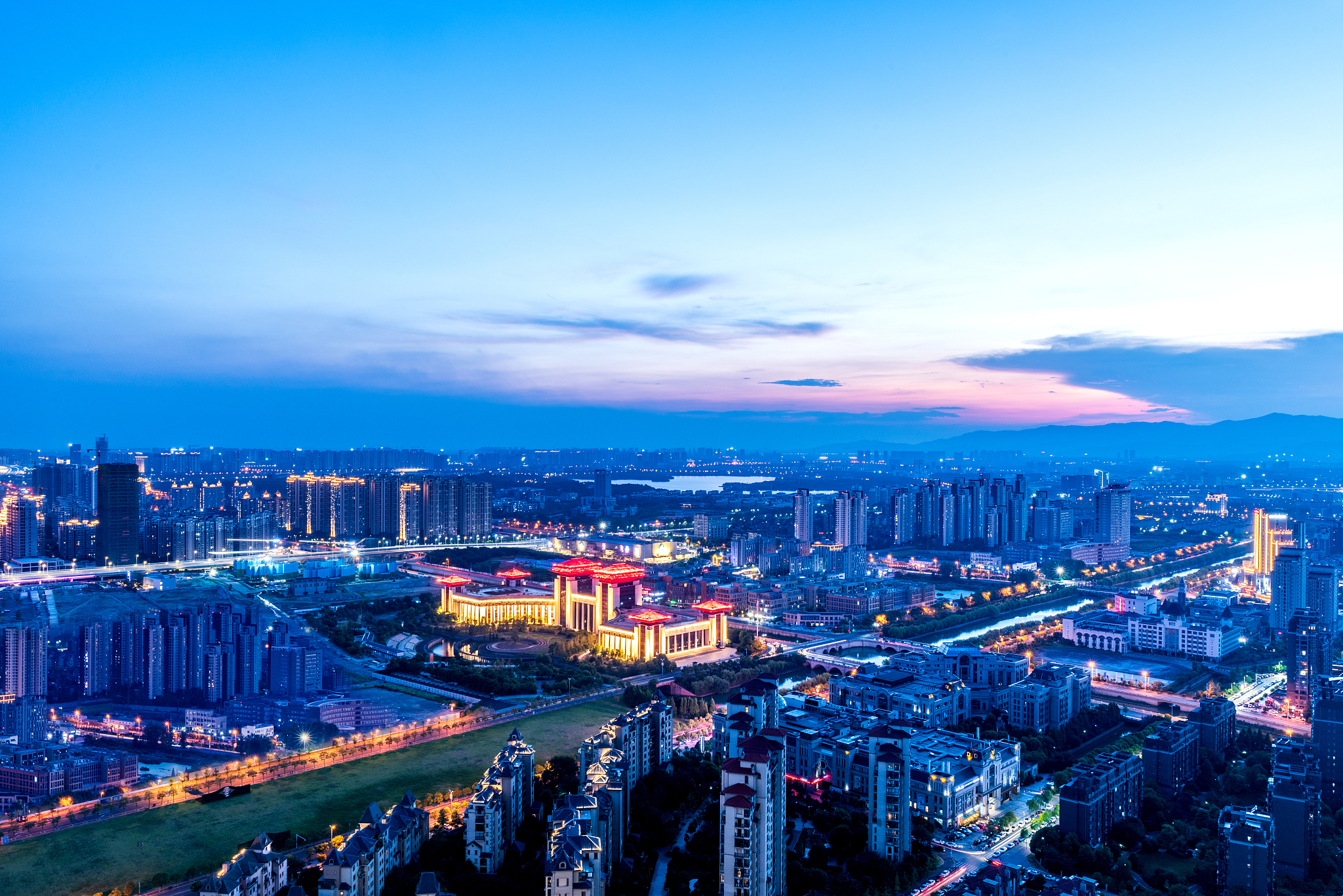 aerial view of the big city landscape, china changsha