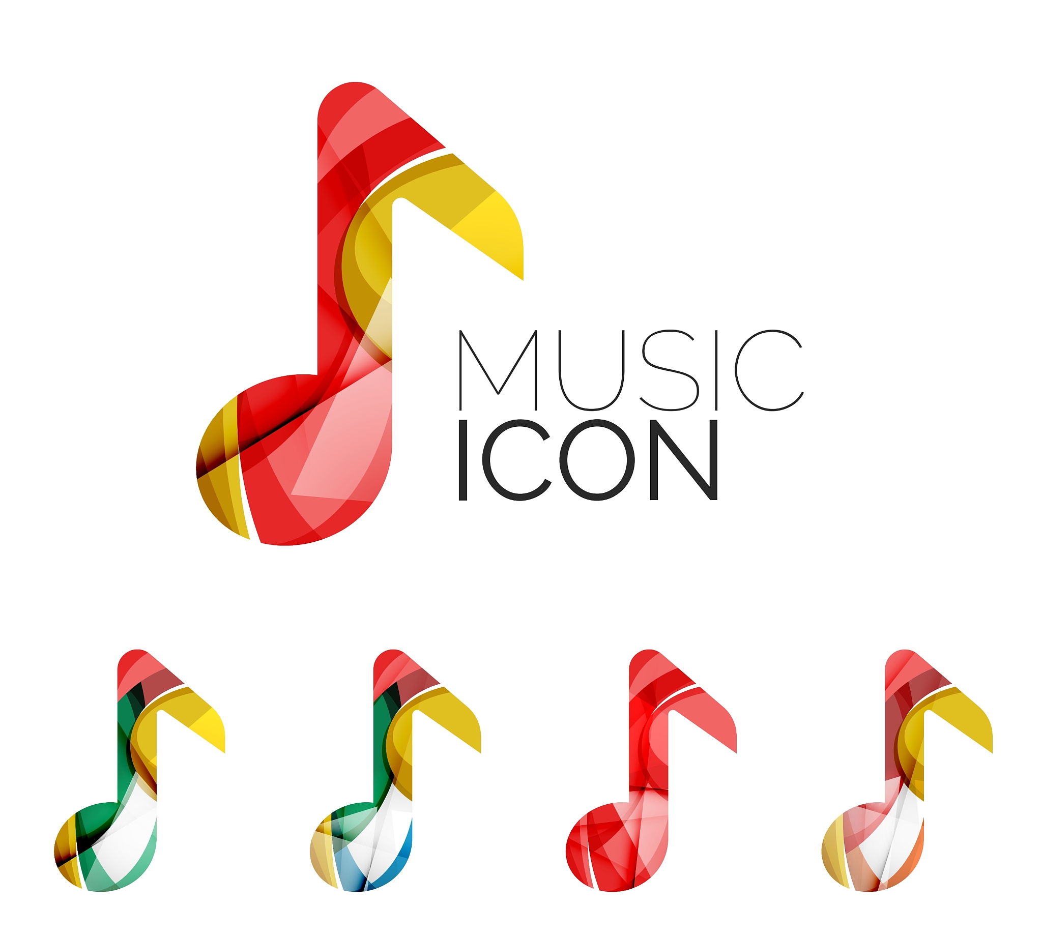 set of abstract music note icon business logotype