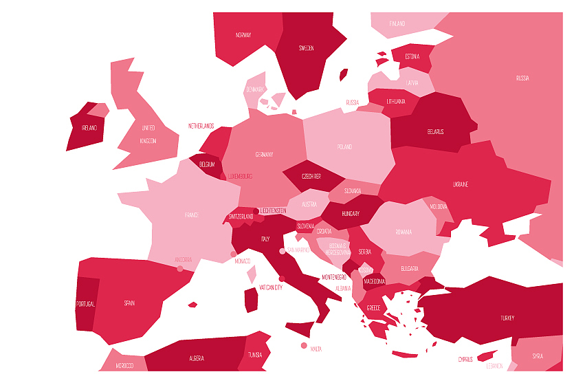 political map of central and southern europe