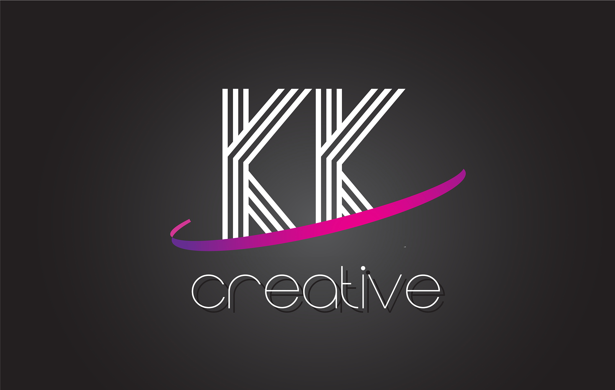 kk k k letter logo with lines design and purple