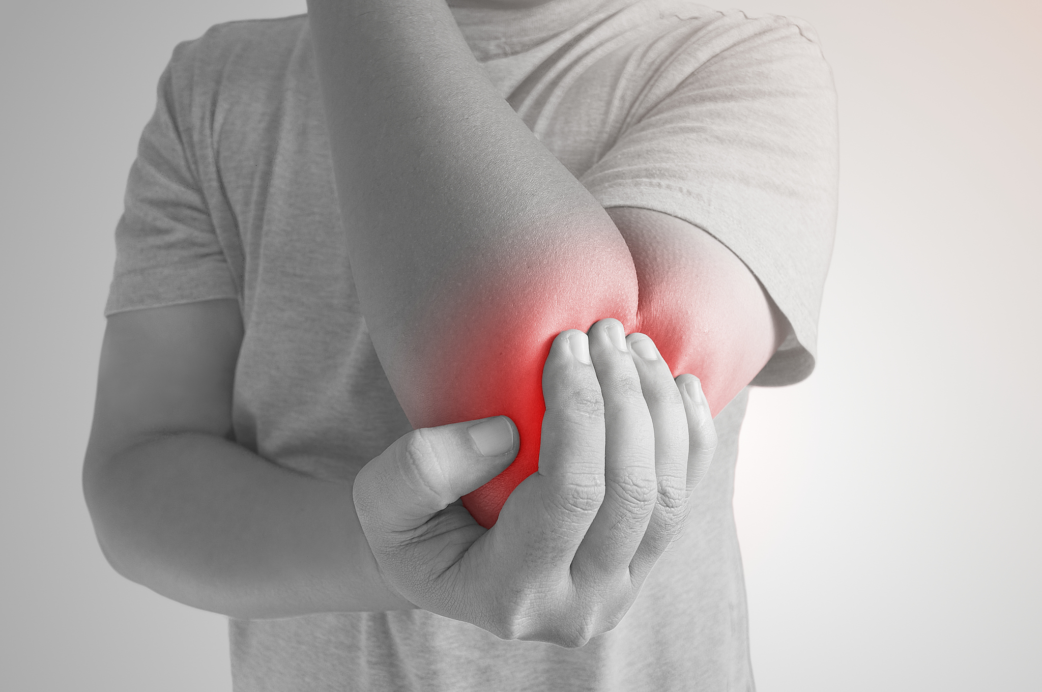 elbow pain isolated black and white