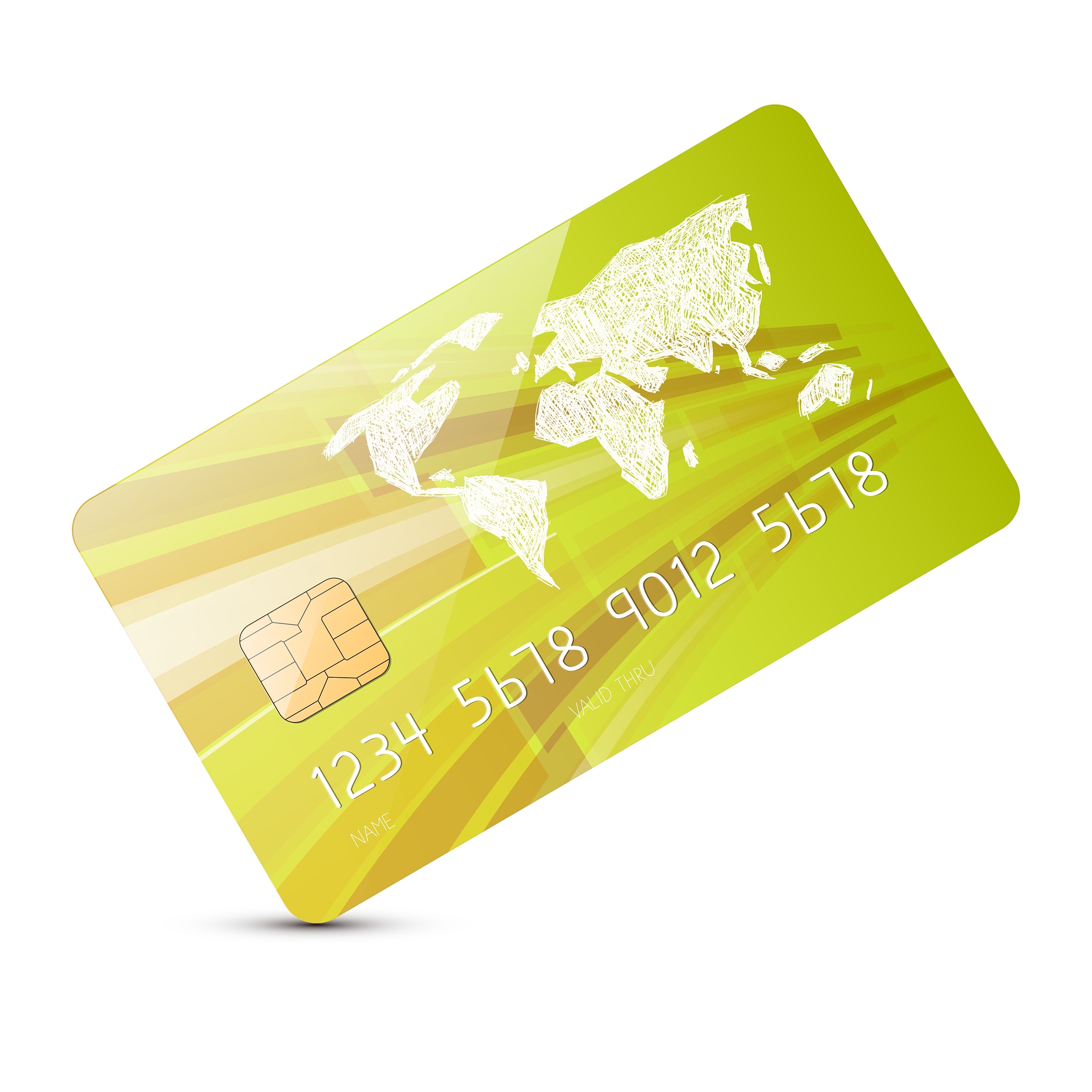 green credit card isolated on white backgrou