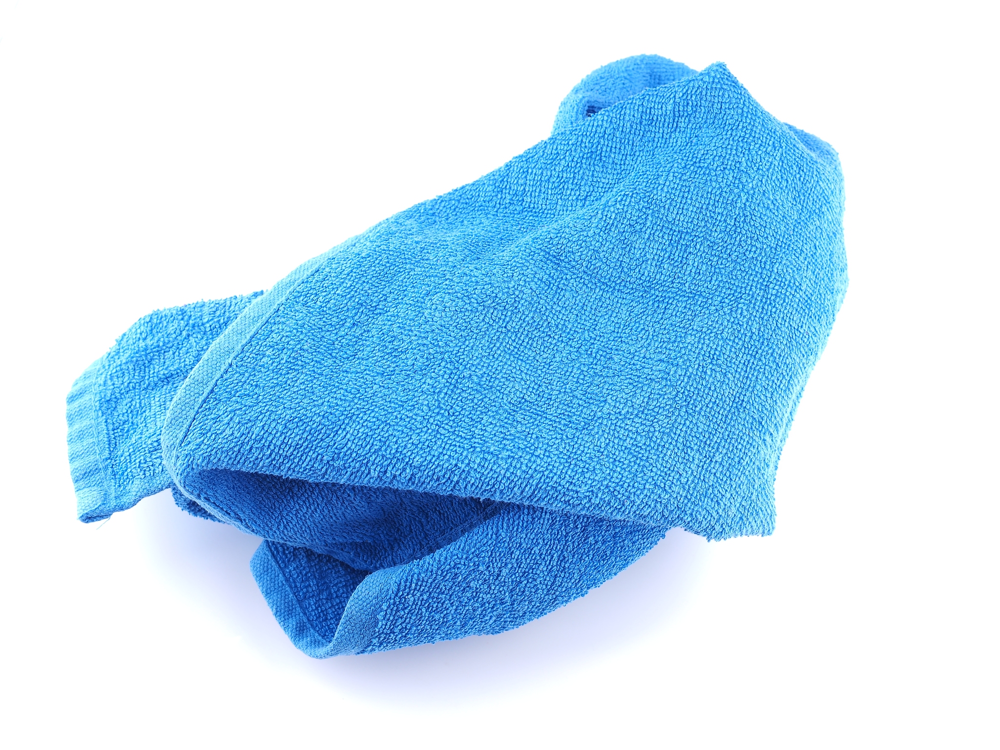 blue towel on a white background