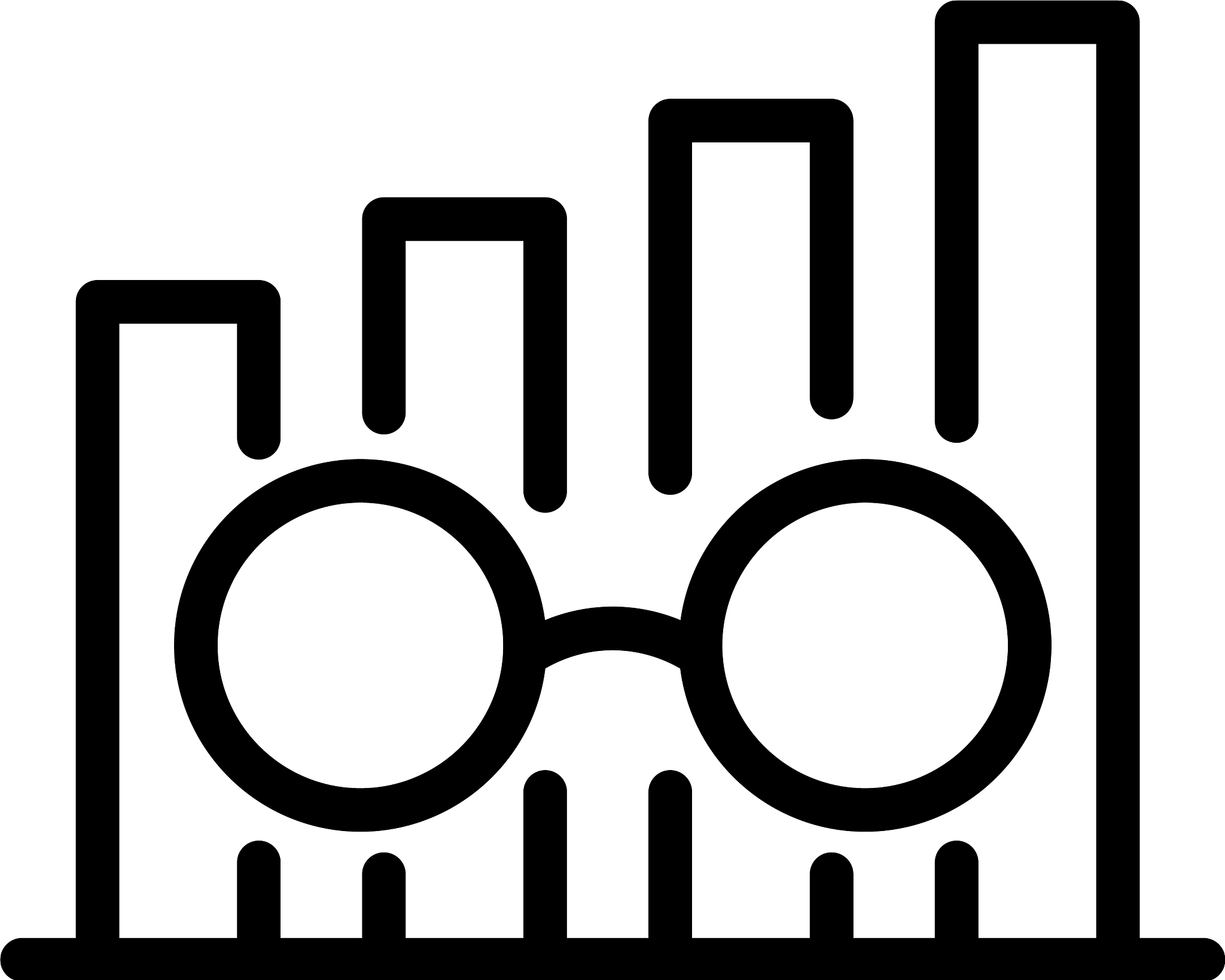 chart and eyeglasses icon outline style