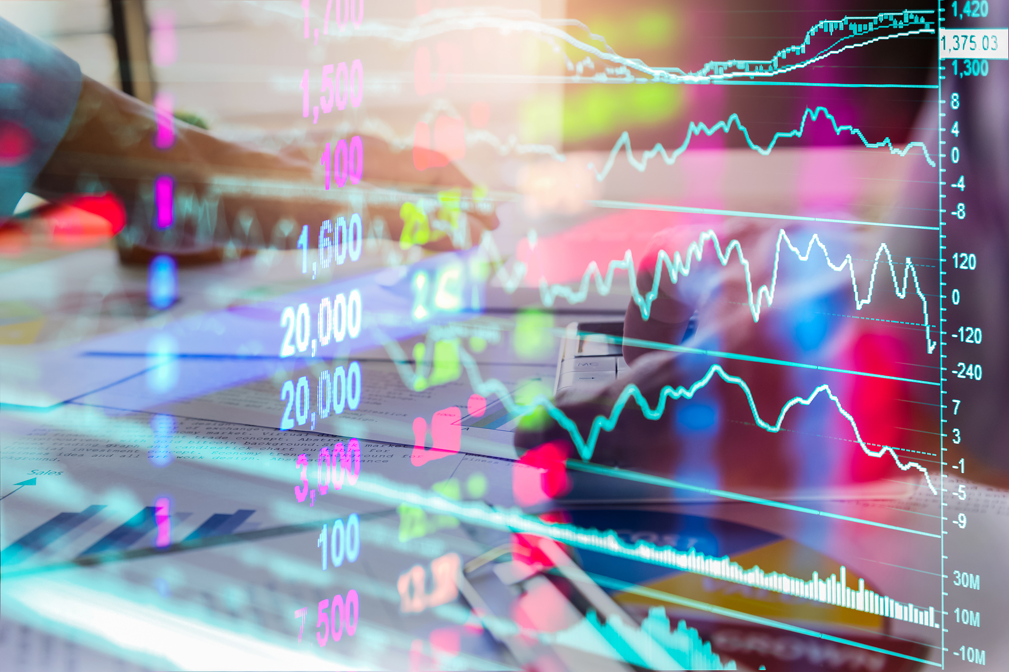 digital composite image of stock market data