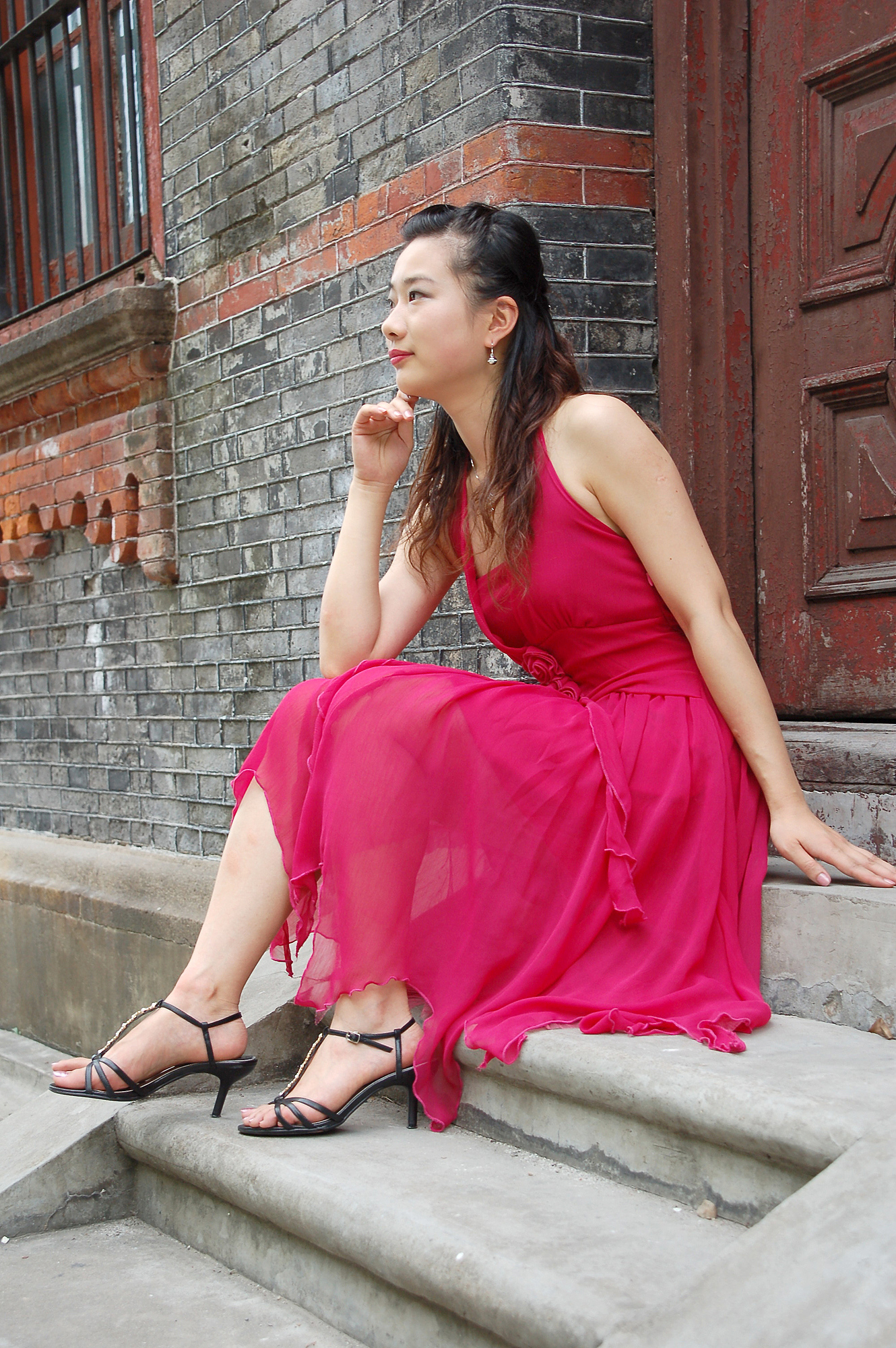 chinese girl in red