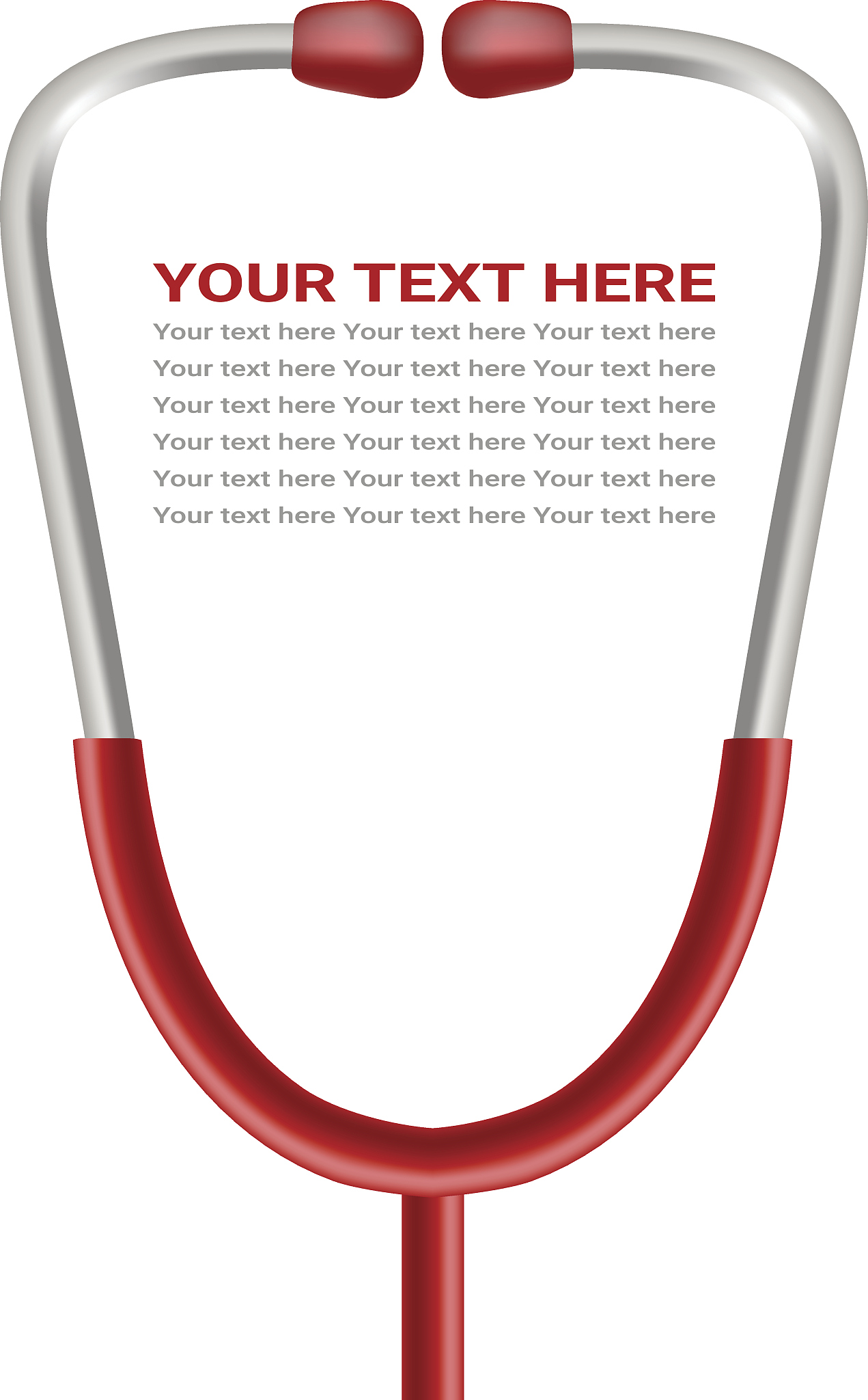red phonendoscope, stethoscope isolated on a white background. r